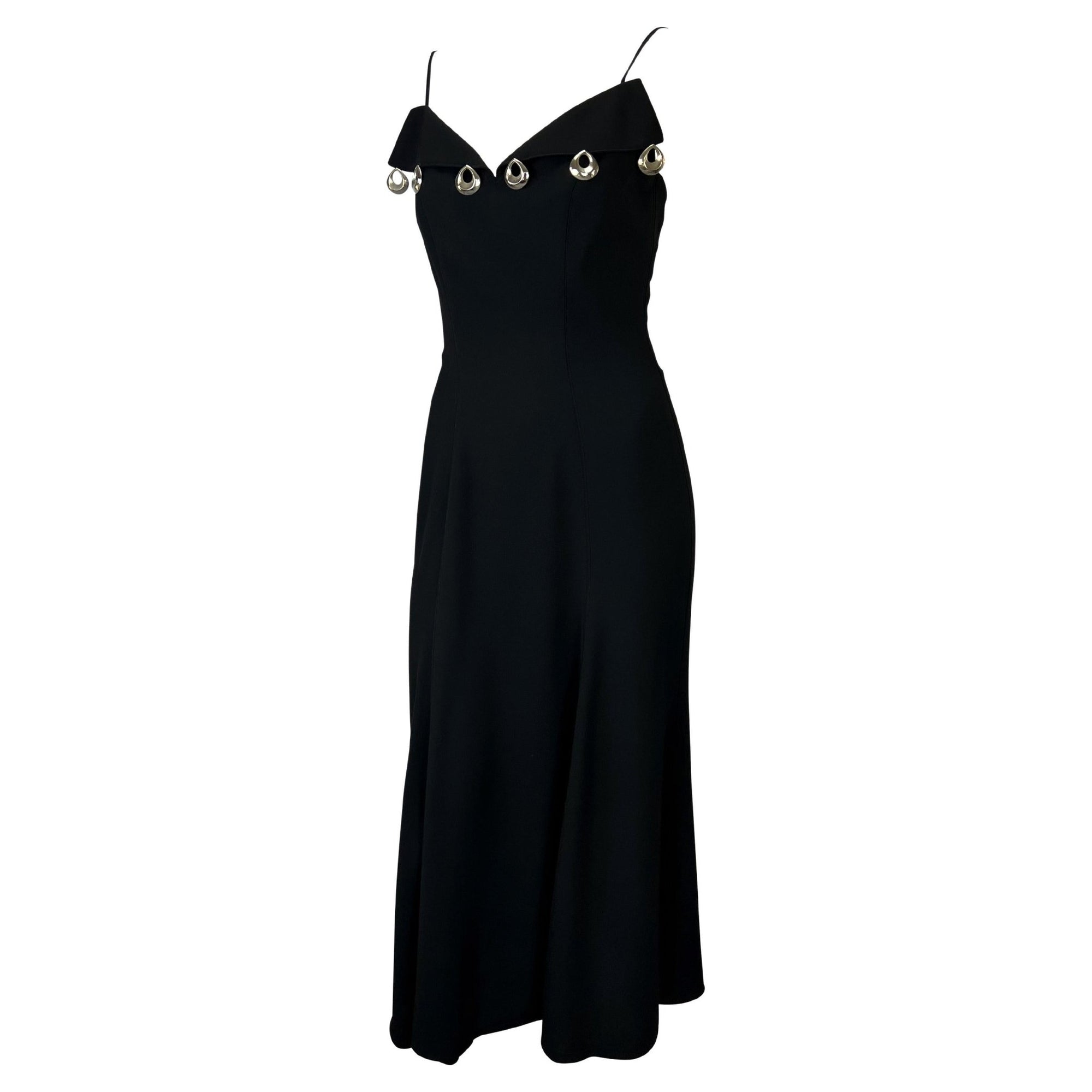 S/S 1998 Thierry Mugler Black Pendant Structured Bust Full Length Dress - RealList