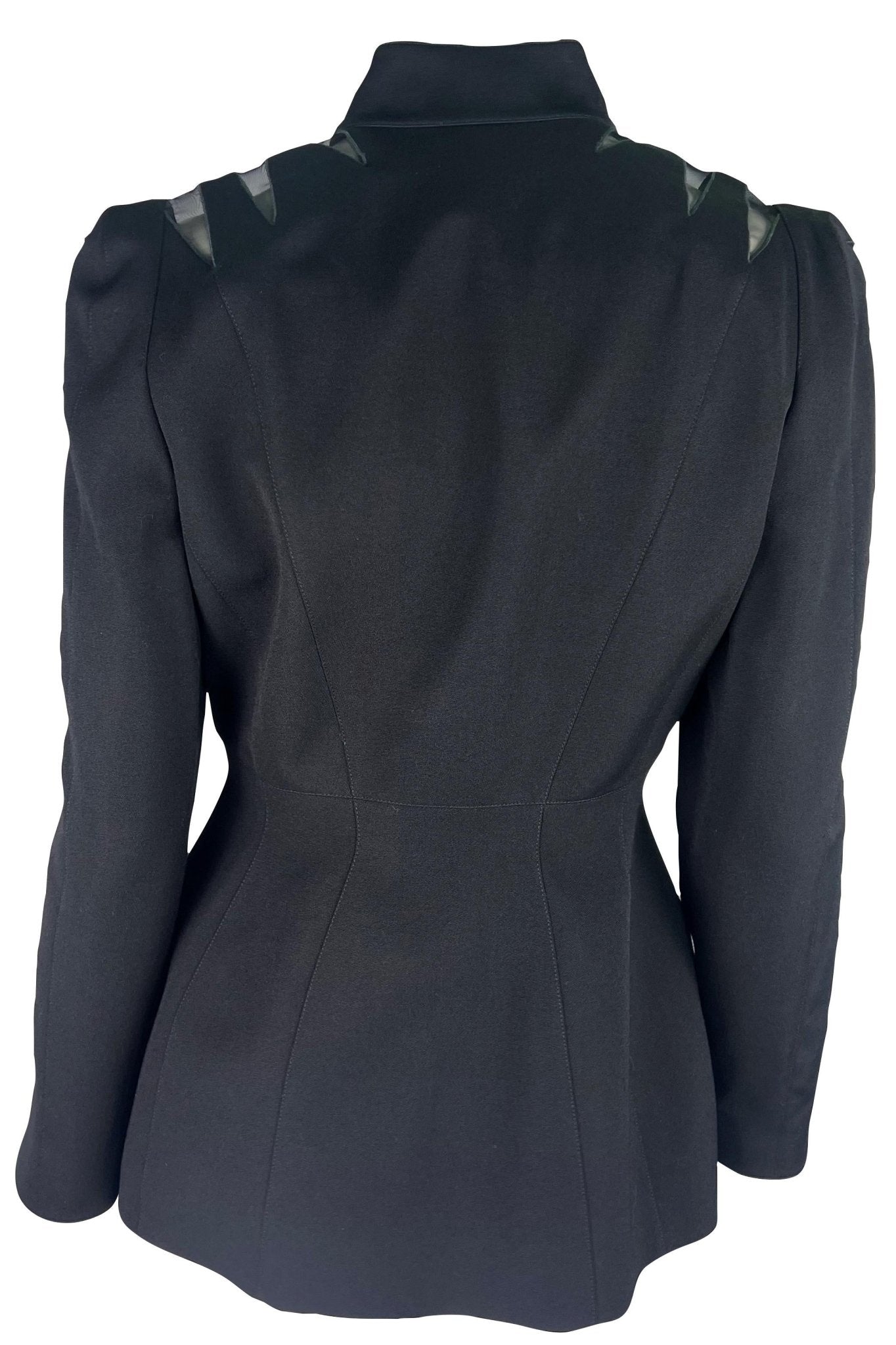 S/S 1998 Thierry Mugler Couture Runway Black Sheer Accent Blazer - RealList