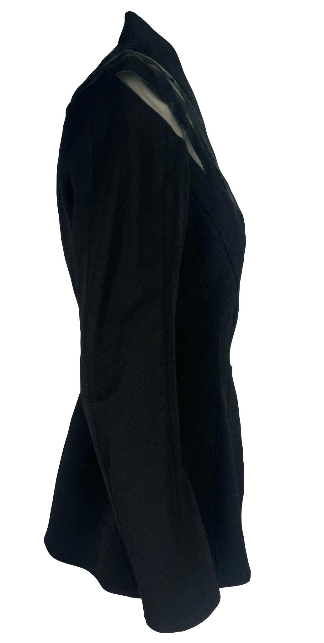 S/S 1998 Thierry Mugler Couture Runway Black Sheer Accent Blazer - RealList