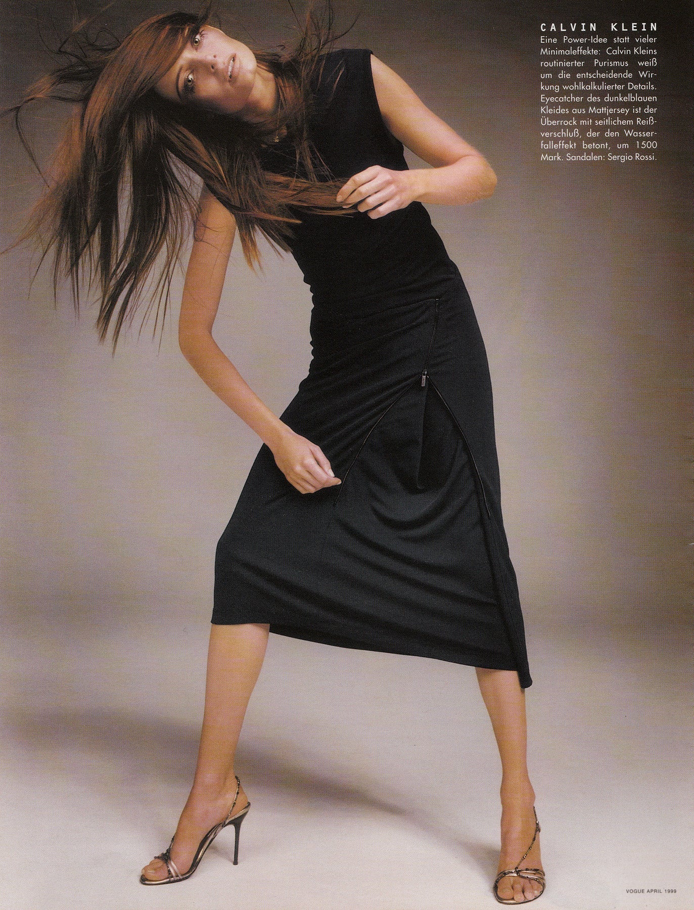 S/S 1999 Calvin Klein Runway Asymmetric Zip Bodycon Sleeveless Black Gown - RealList