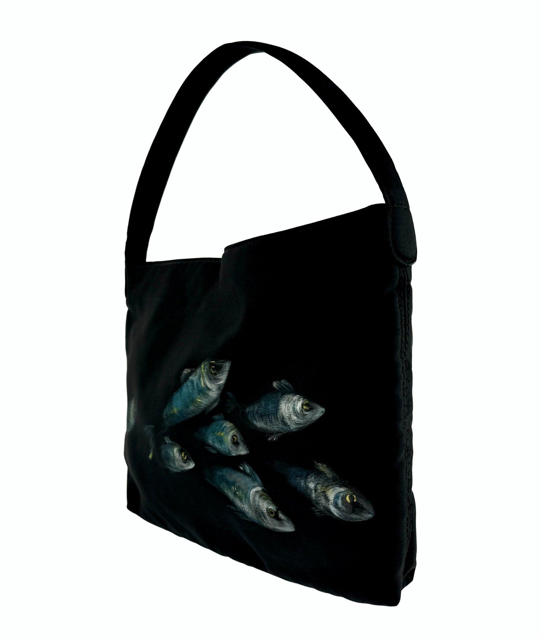 S/S 1999 Dolce & Gabbana Hand - Painted Sardine Fish Black Medium Shoulder Bag - RealList