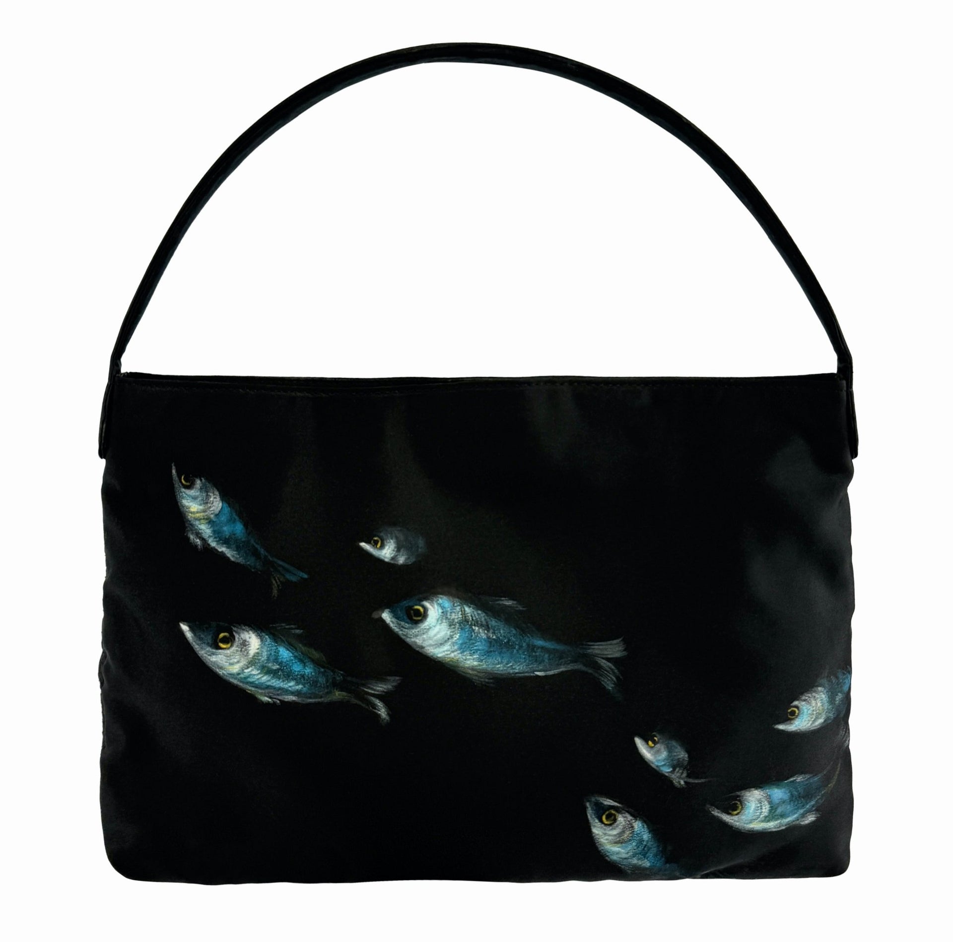 S/S 1999 Dolce & Gabbana Hand - Painted Sardine Fish Black Medium Shoulder Bag - RealList