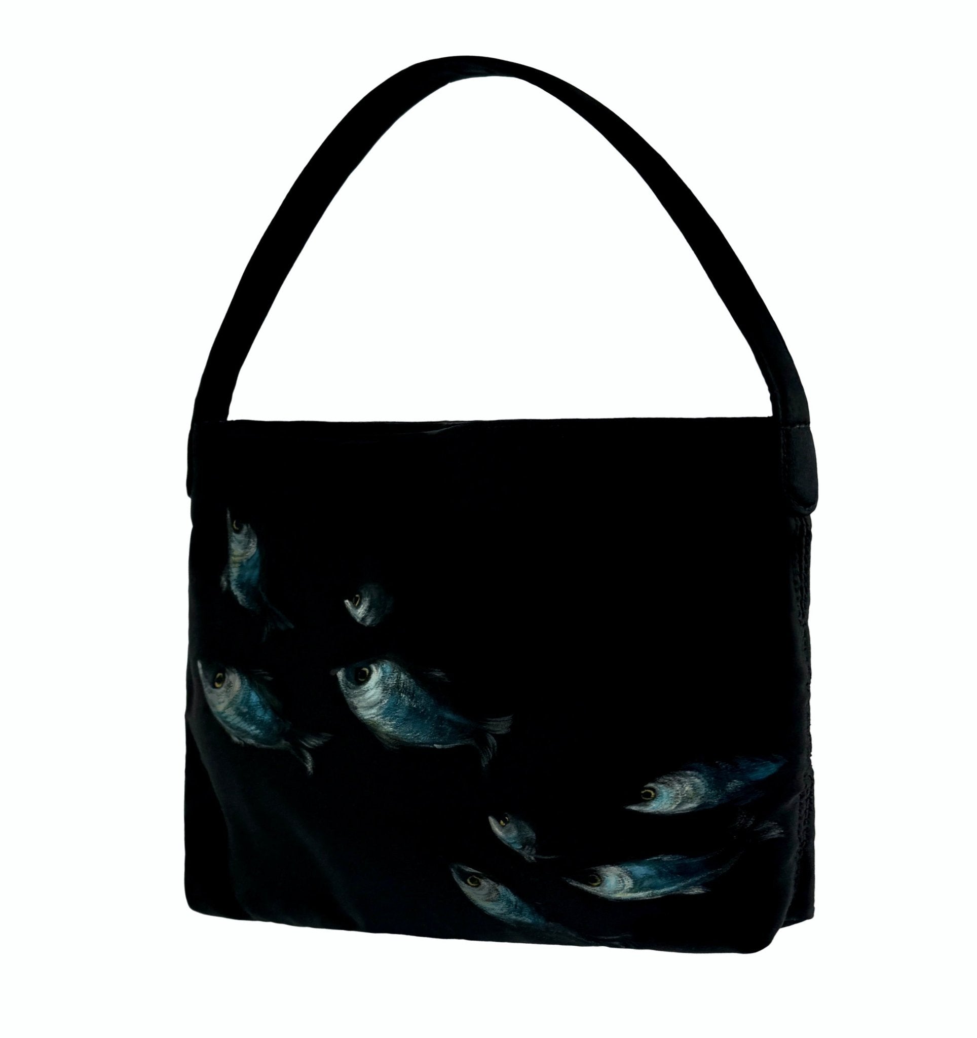 S/S 1999 Dolce & Gabbana Hand - Painted Sardine Fish Black Medium Shoulder Bag - RealList