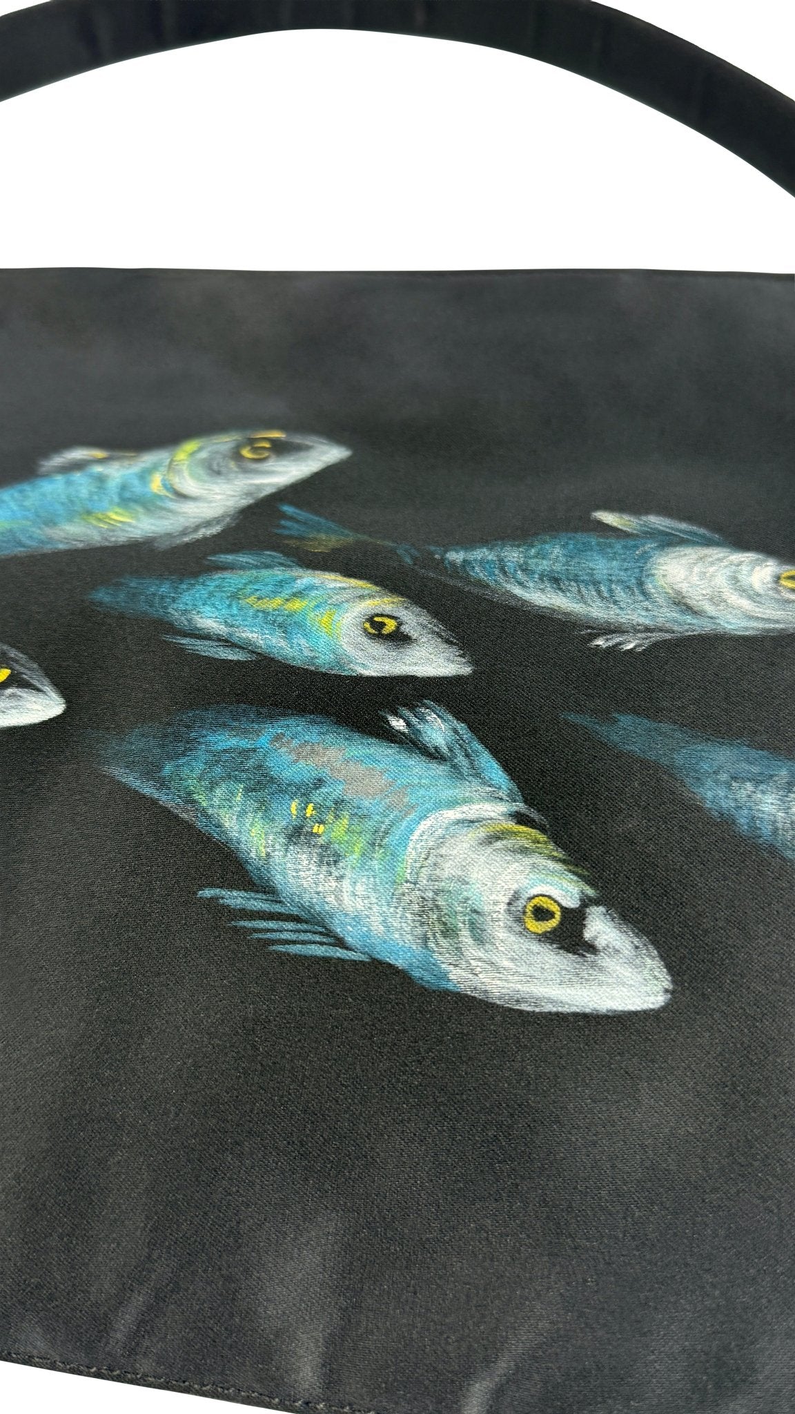 S/S 1999 Dolce & Gabbana Hand - Painted Sardine Fish Black Medium Shoulder Bag - RealList