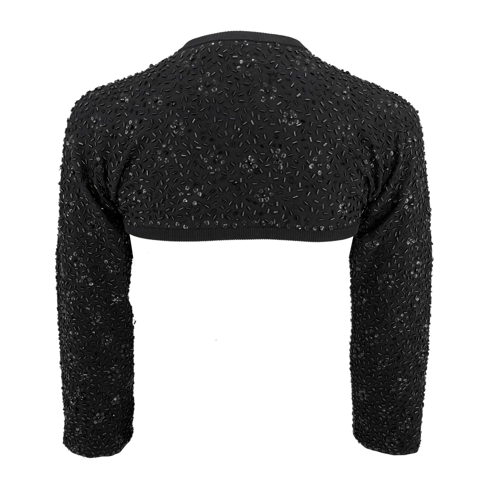 S/S 1999 Dolce & Gabbana Runway Beaded Black Ultra Cropped Cardigan Top - RealList
