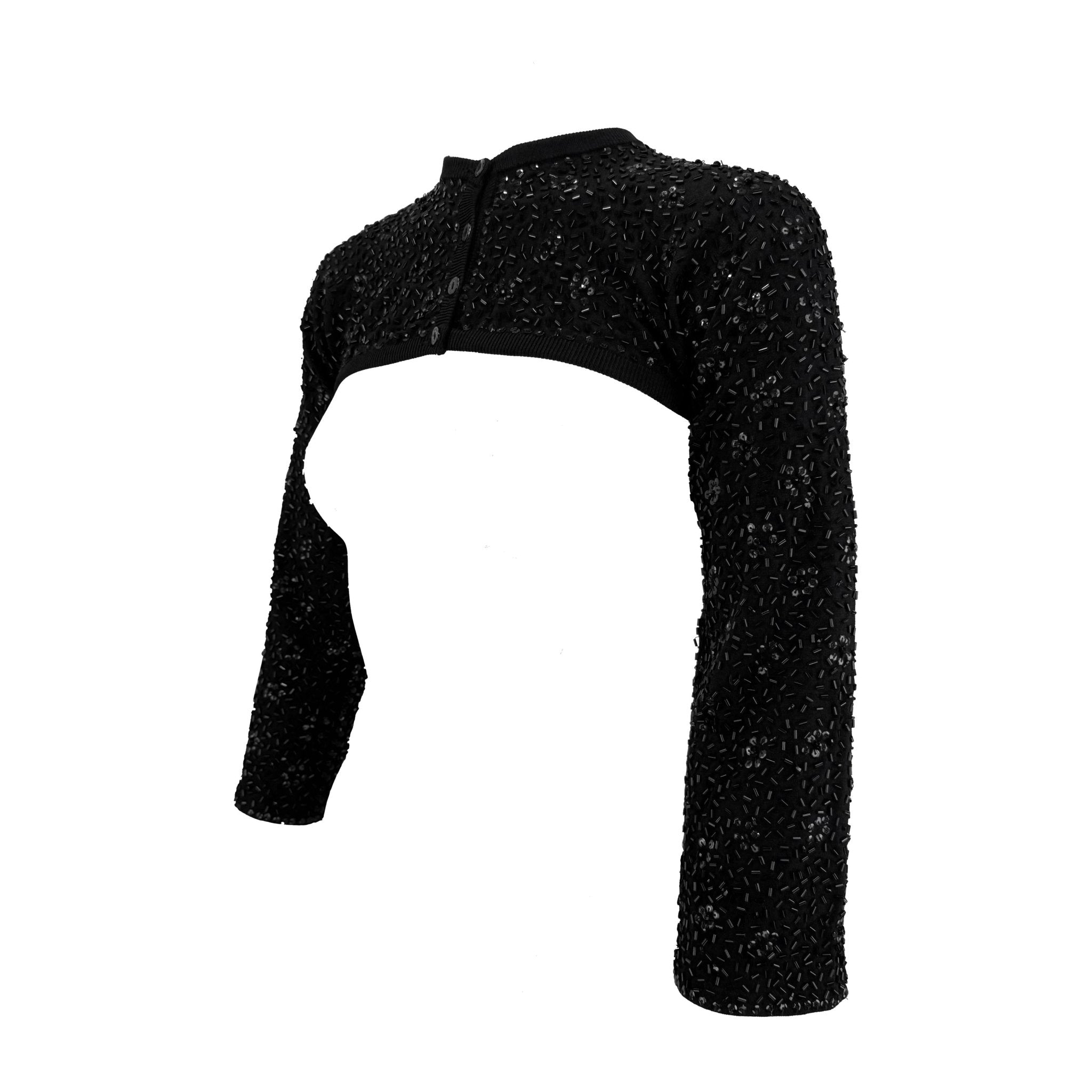 S/S 1999 Dolce & Gabbana Runway Beaded Black Ultra Cropped Cardigan Top - RealList