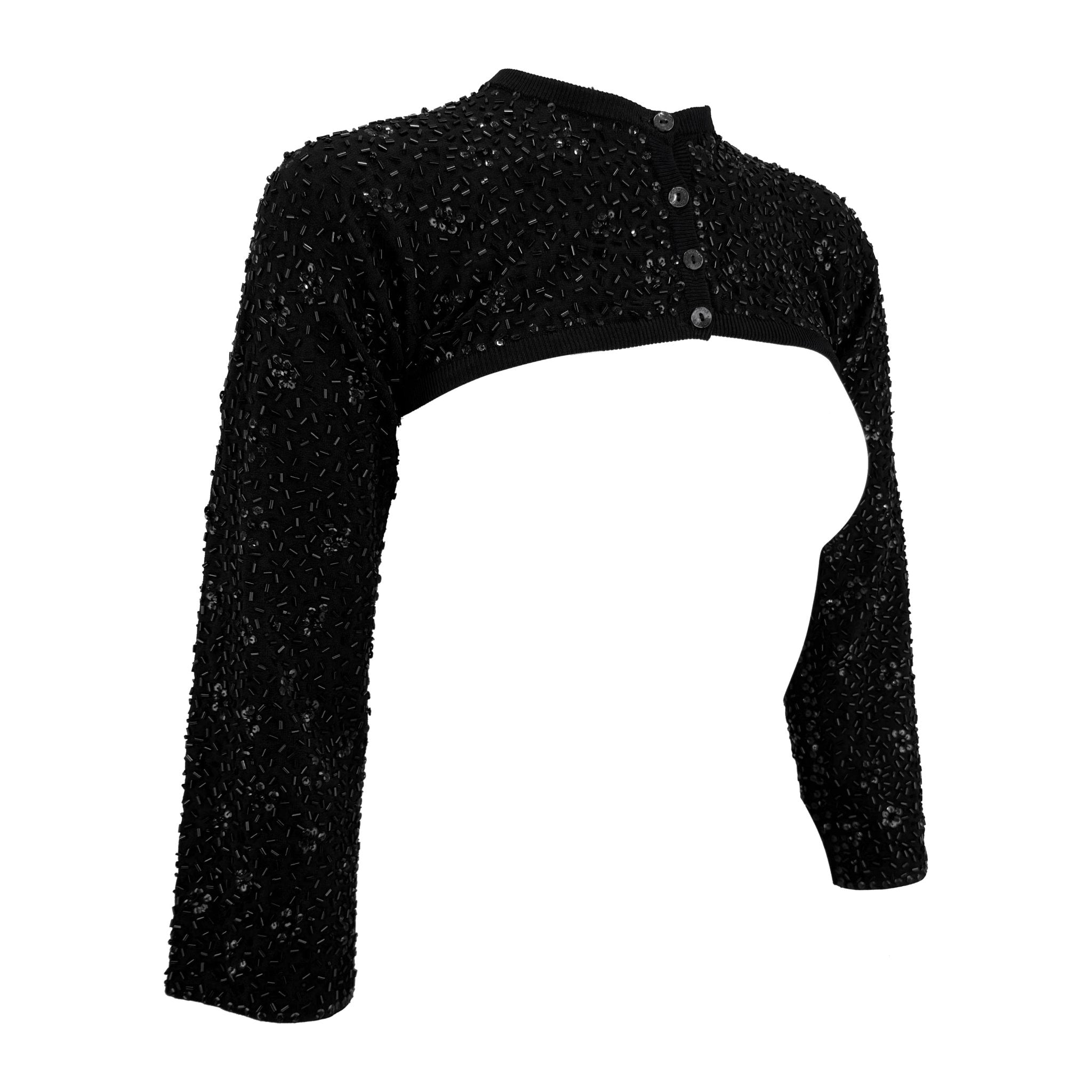 S/S 1999 Dolce & Gabbana Runway Beaded Black Ultra Cropped Cardigan Top - RealList