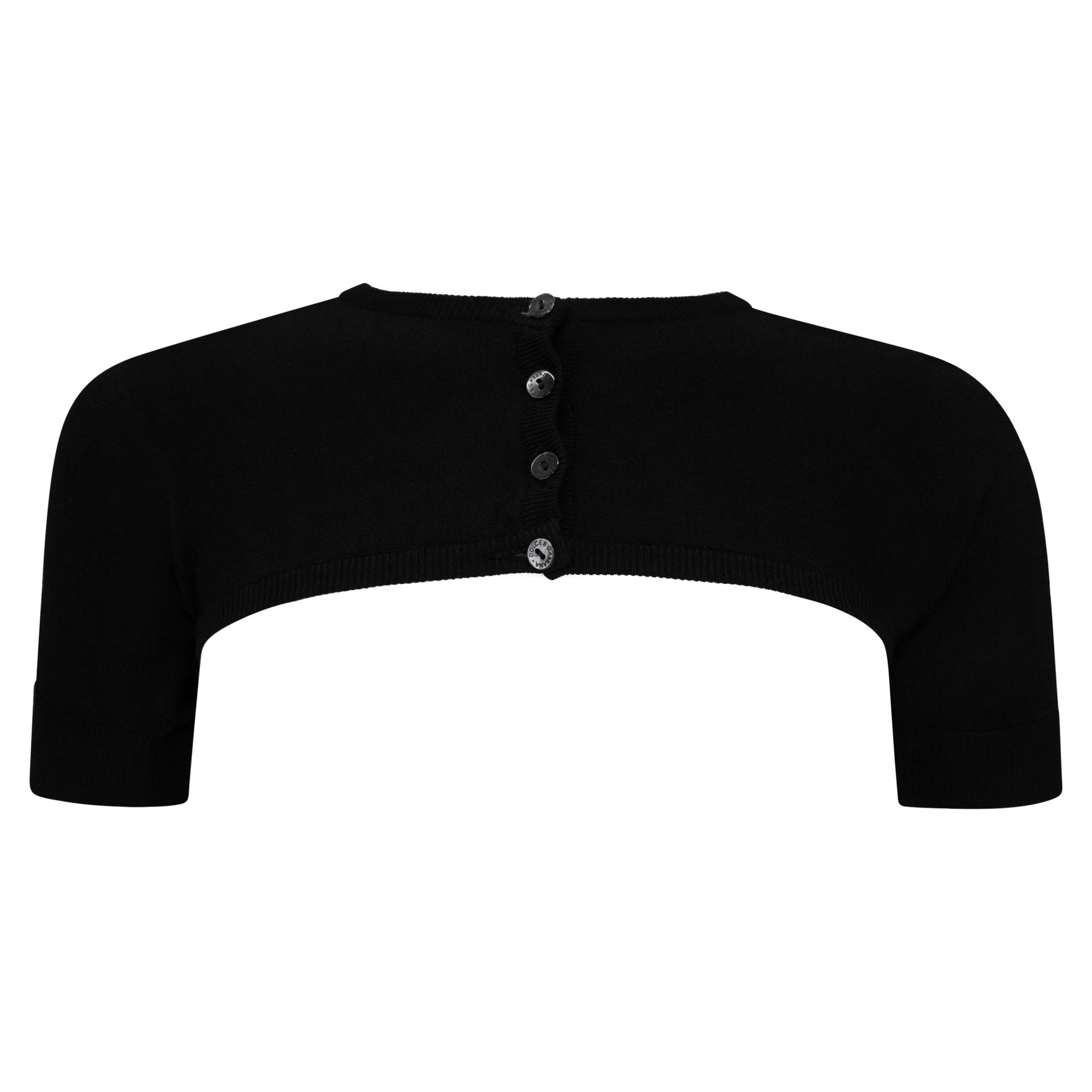 S/S 1999 Dolce & Gabbana Runway Black Knit Extra Mini Cropped Cardigan Top - RealList