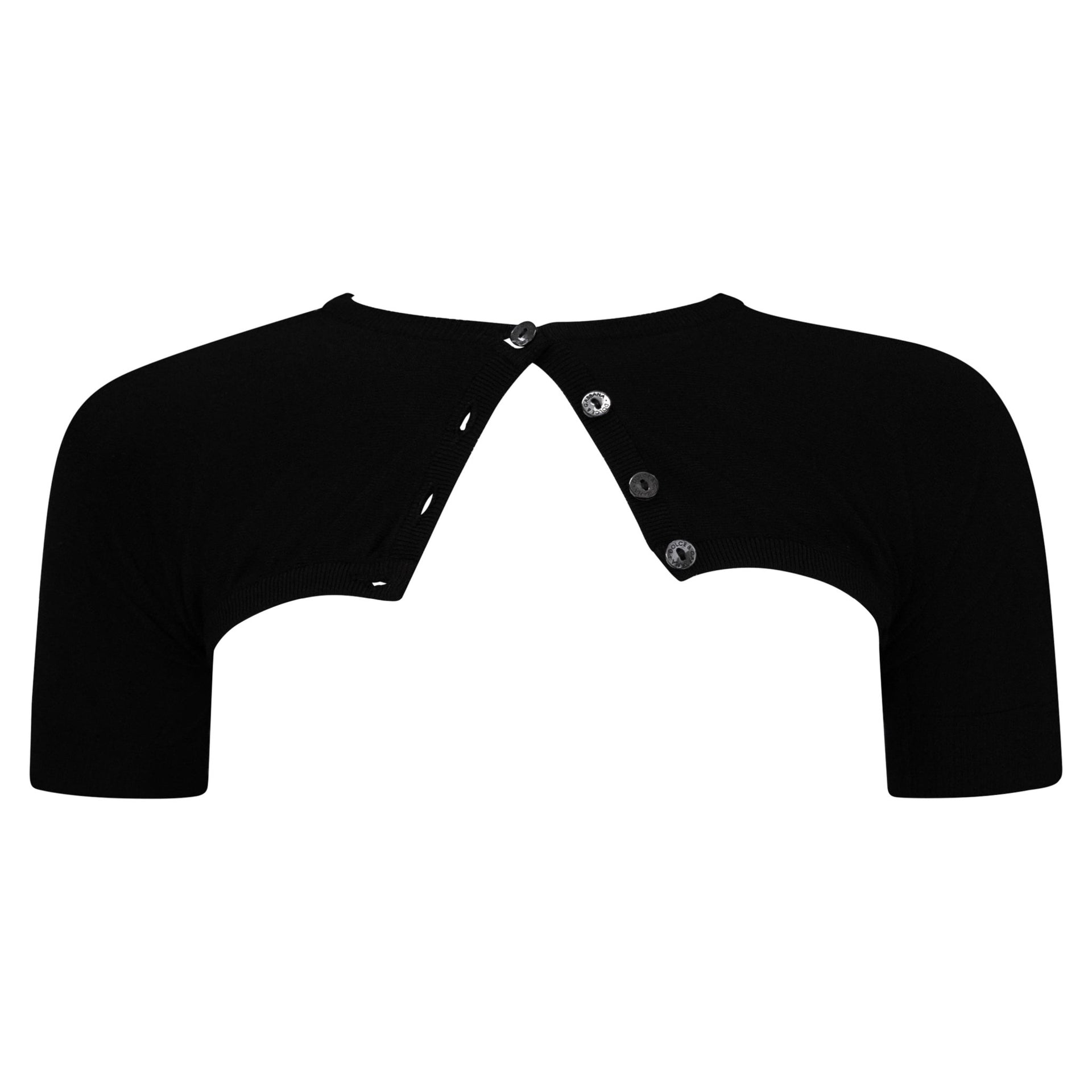 S/S 1999 Dolce & Gabbana Runway Black Knit Extra Mini Cropped Cardigan Top - RealList