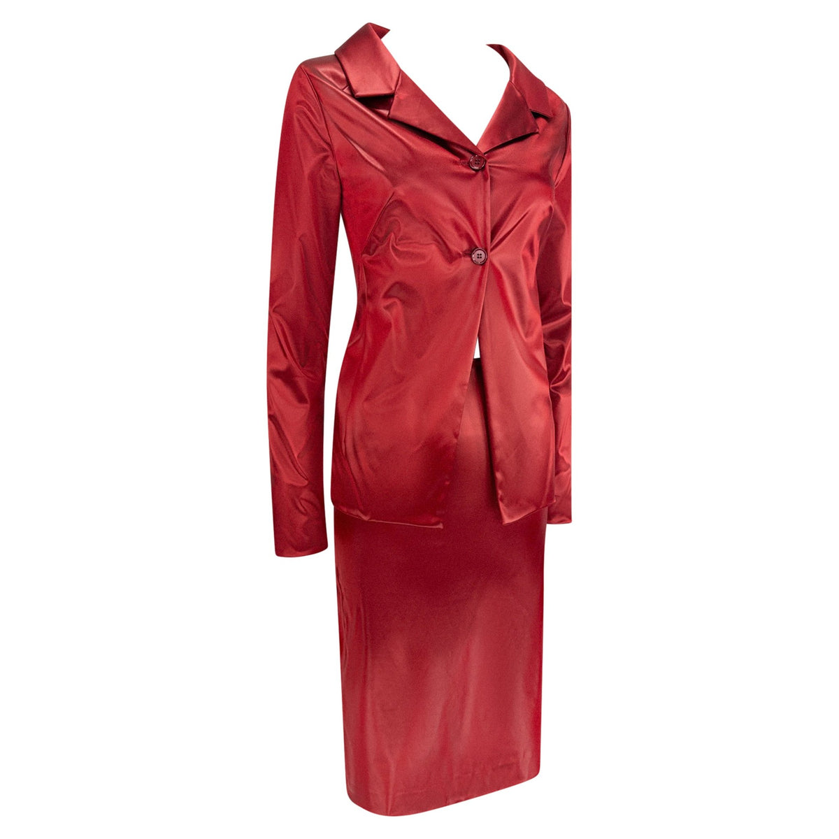 S/S 1999 Dolce & Gabbana Runway Lipstick Red Wet Look Jacket Set - RealList