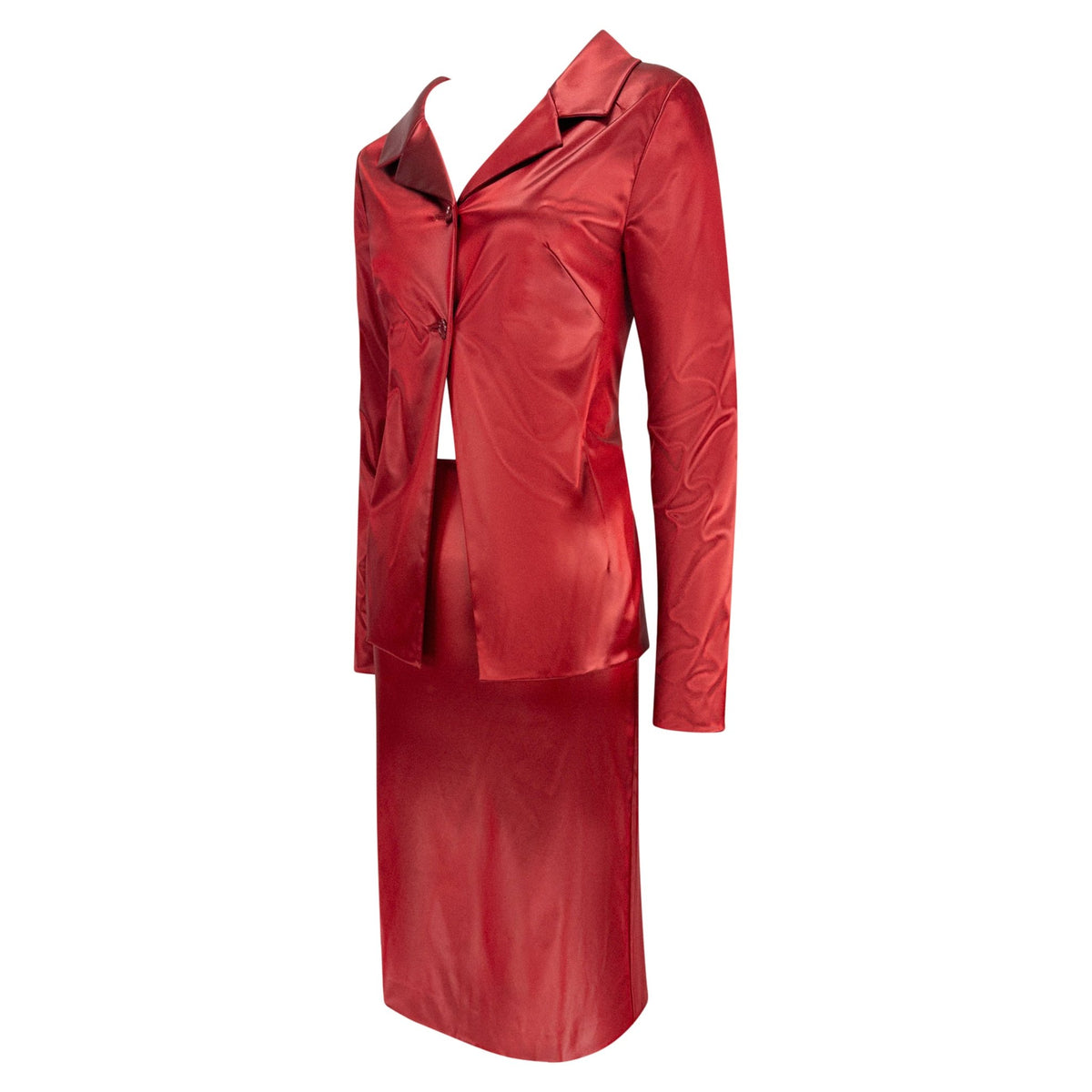 S/S 1999 Dolce & Gabbana Runway Lipstick Red Wet Look Jacket Set - RealList