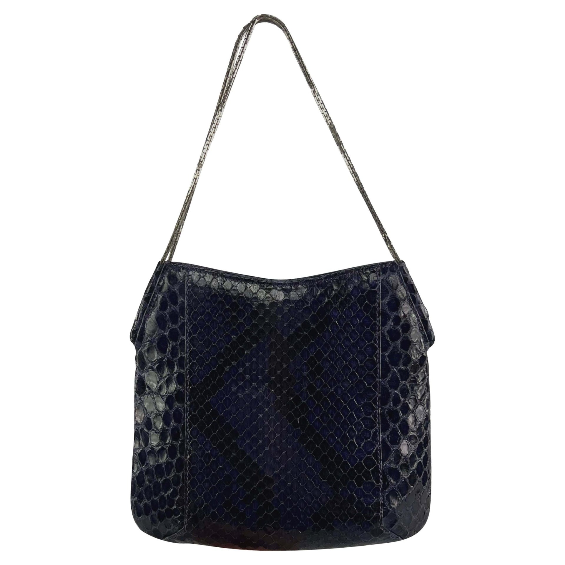 S/S 1999 Gianni Versace by Donatella Deep Purple Python Chain Mini Bag - RealList