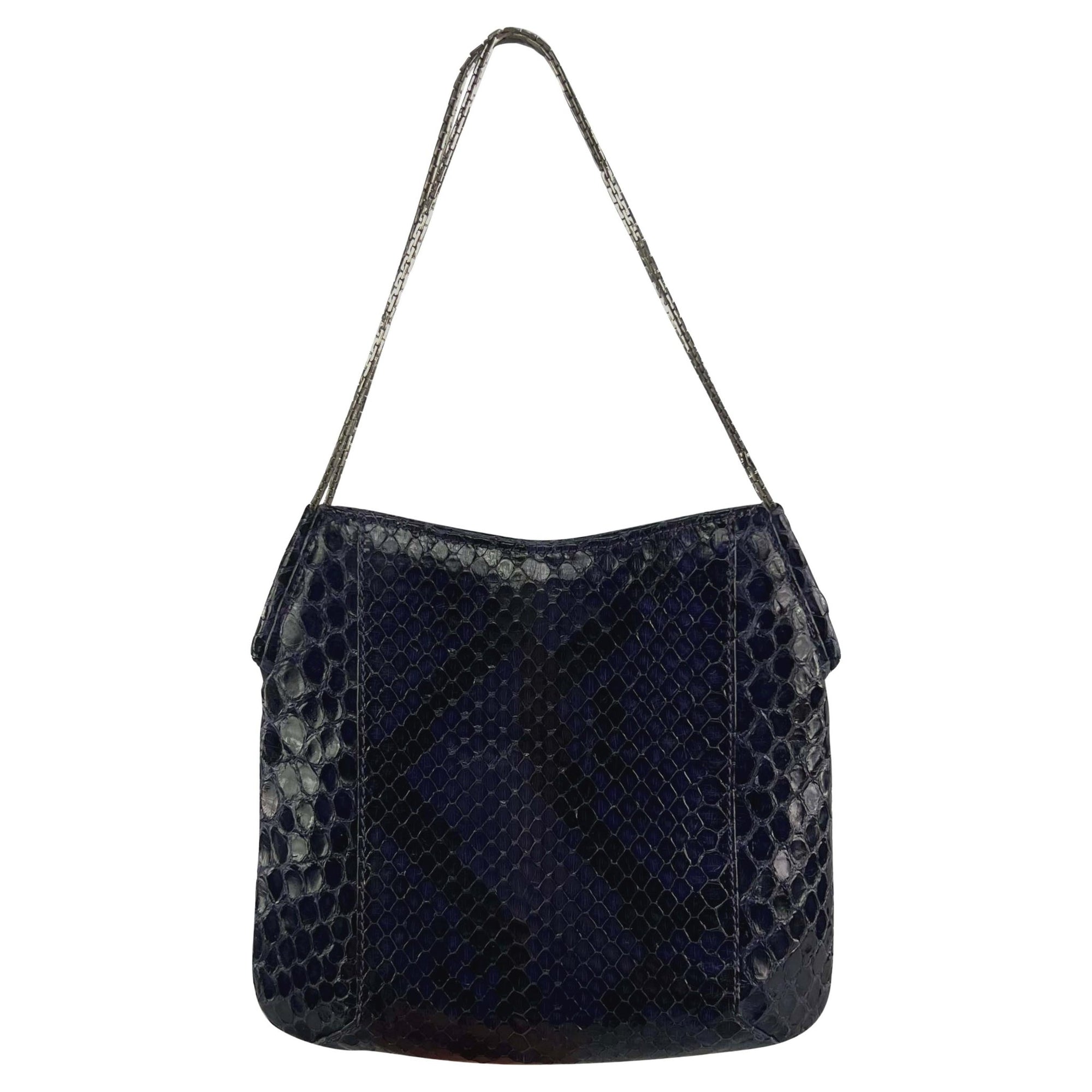 S/S 1999 Gianni Versace by Donatella Deep Purple Python Chain Mini Bag - RealList