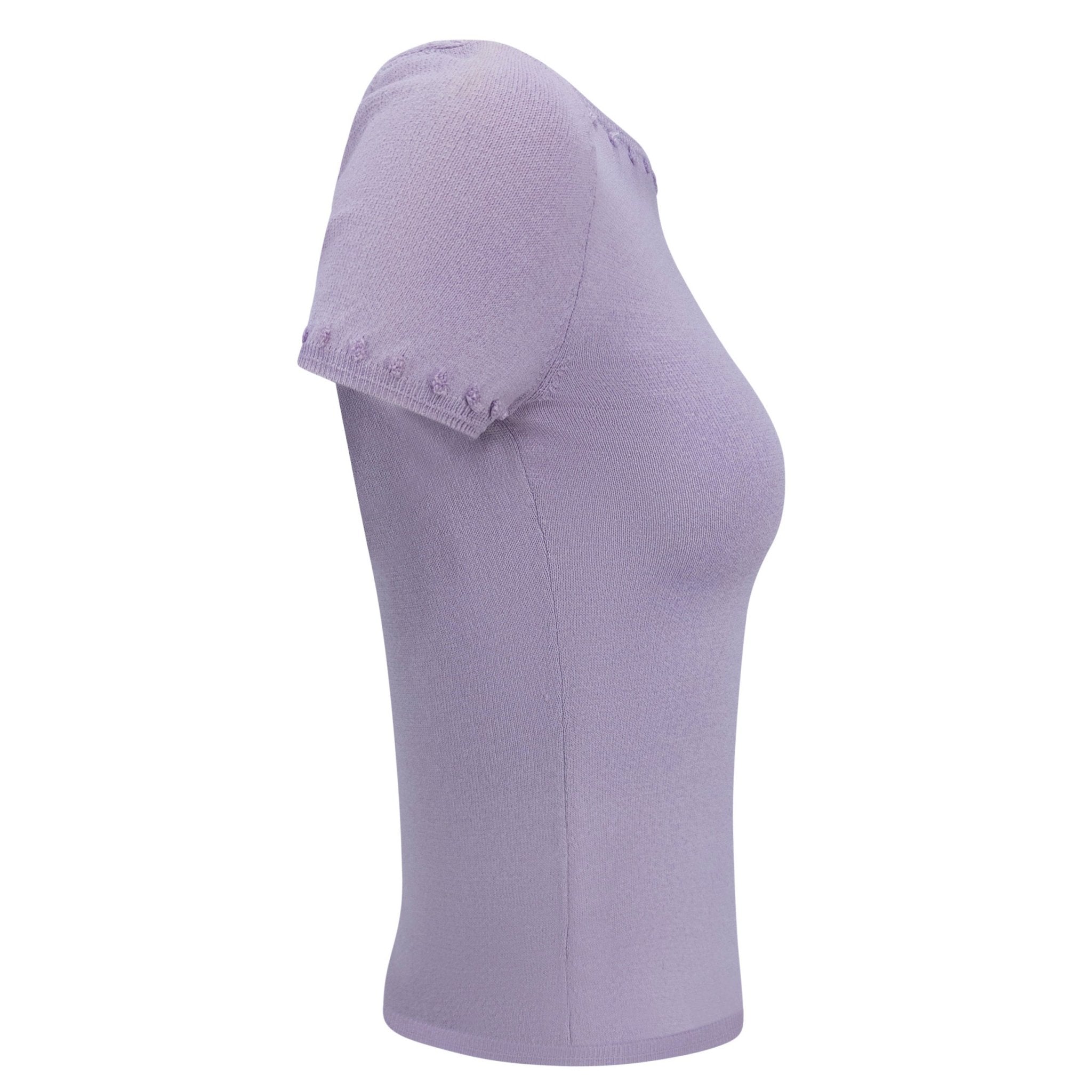 S/S 1999 Gianni Versace by Donatella Lavender Pom Pom Embroidered Knit Top - RealList