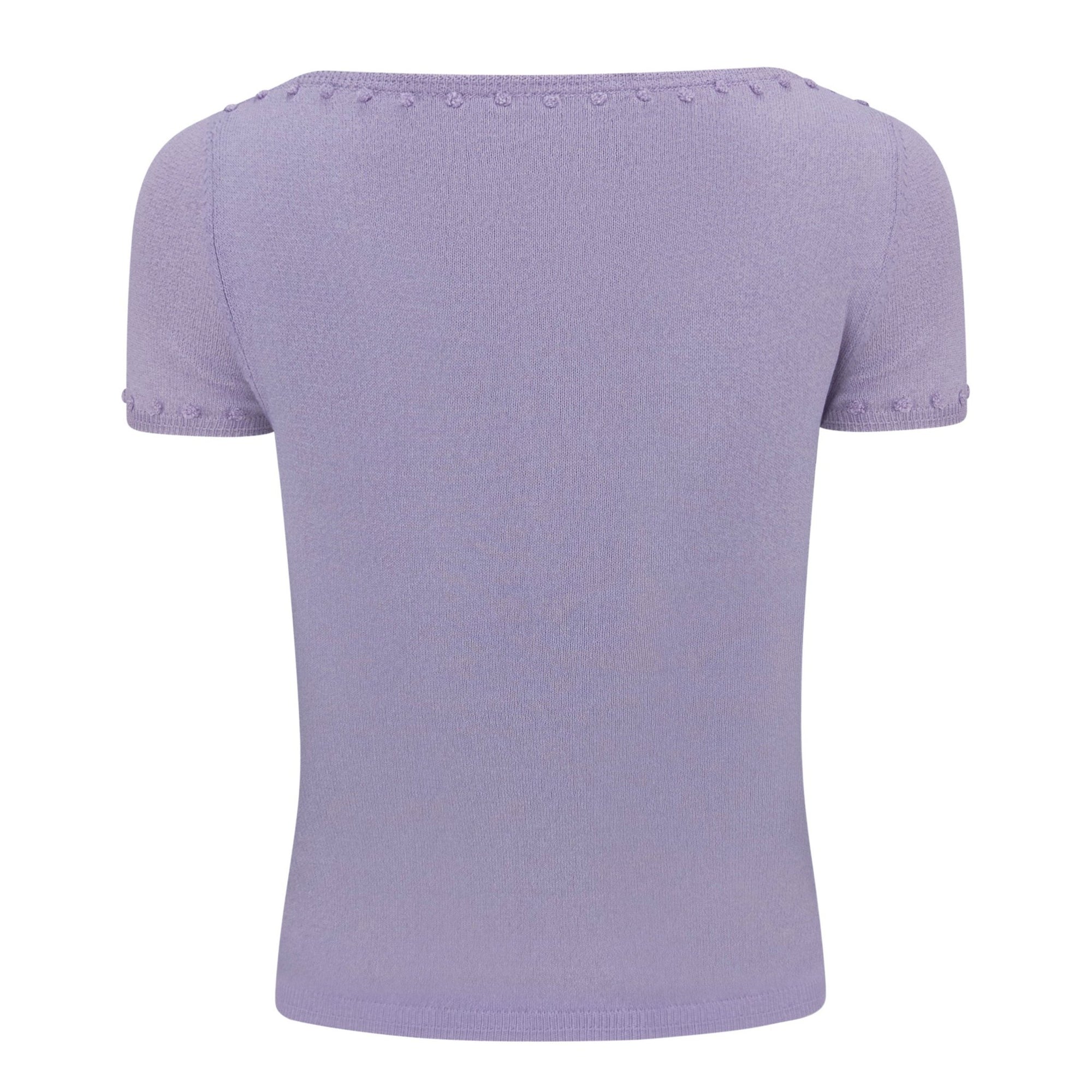 S/S 1999 Gianni Versace by Donatella Lavender Pom Pom Embroidered Knit Top - RealList