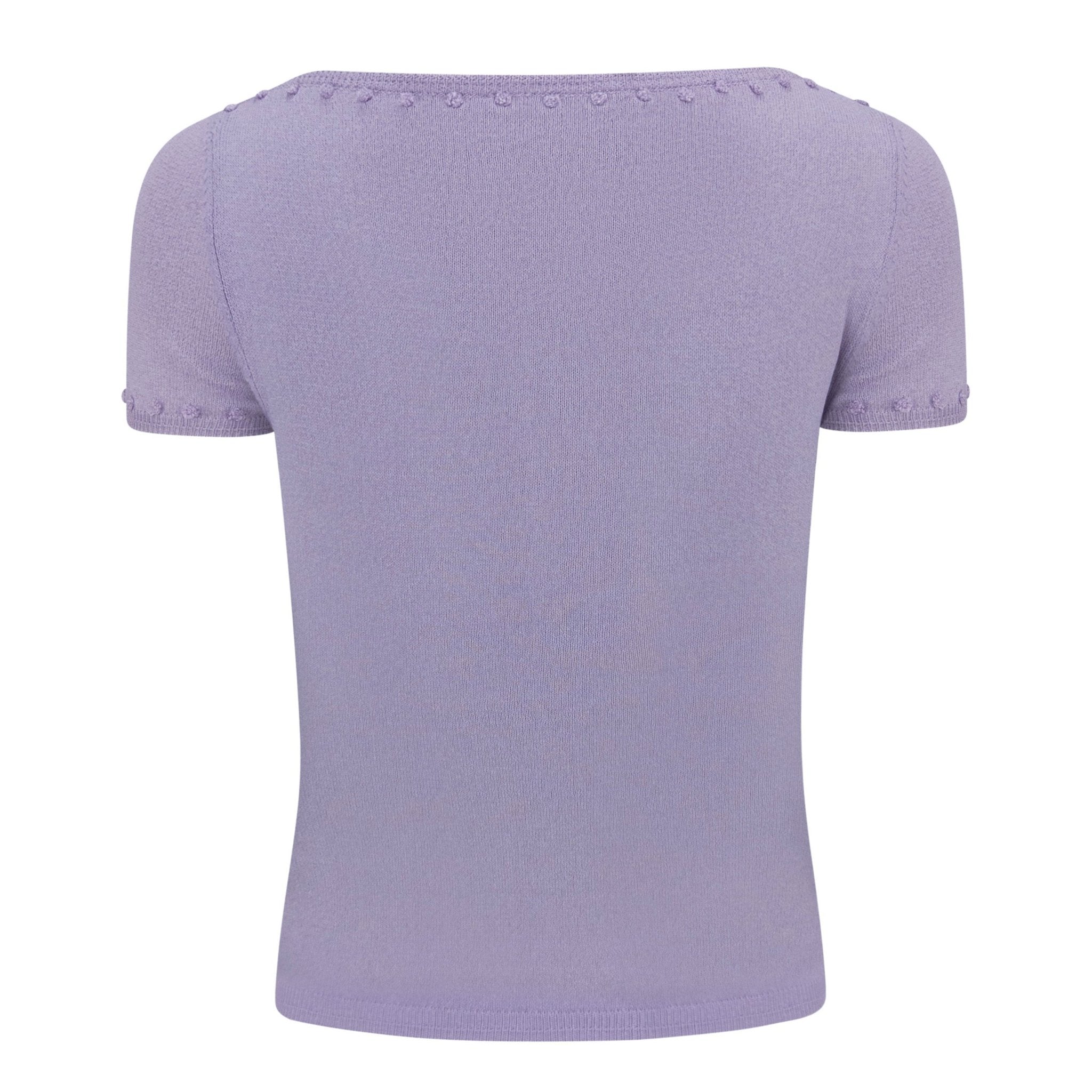 S/S 1999 Gianni Versace by Donatella Lavender Pom Pom Embroidered Knit Top - RealList