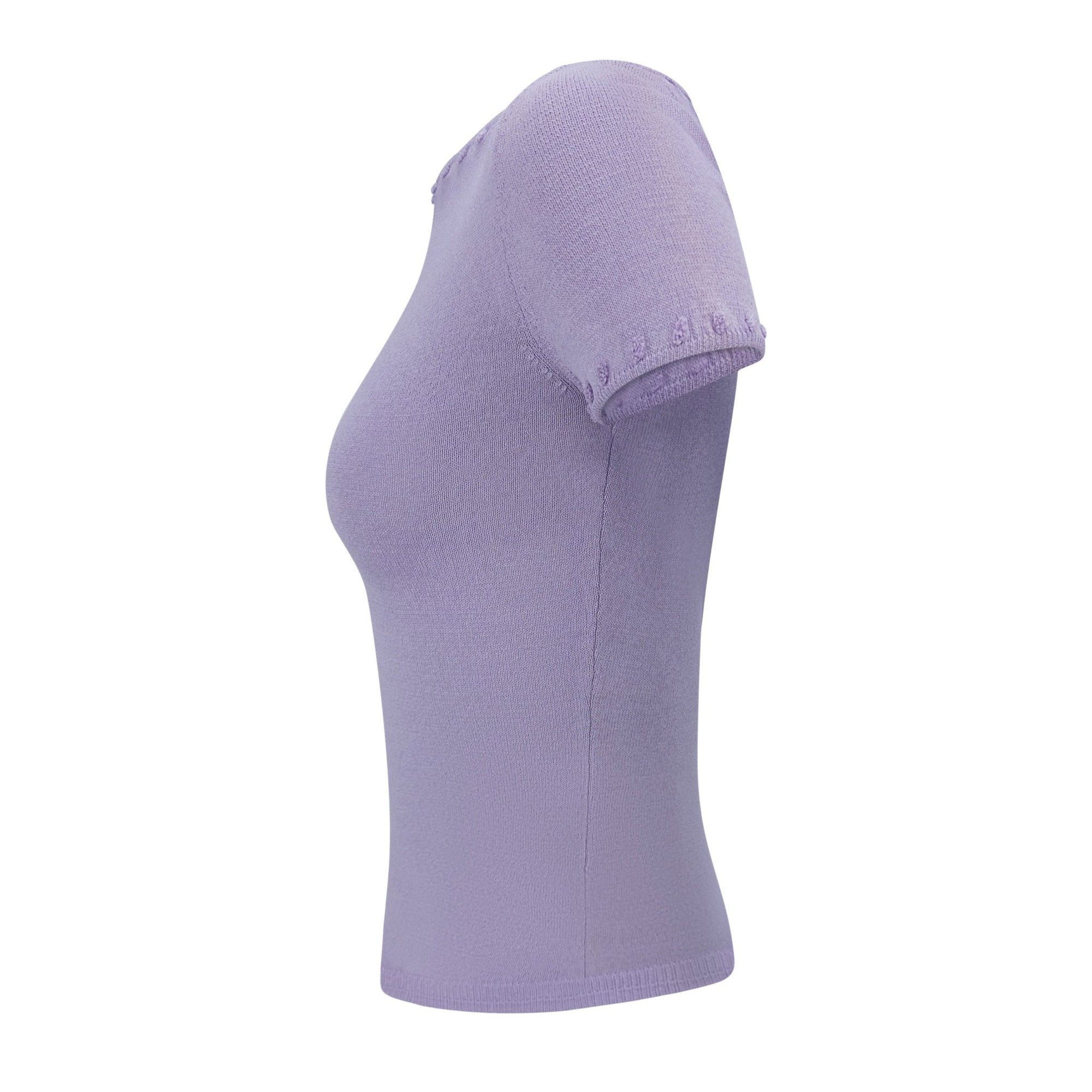 S/S 1999 Gianni Versace by Donatella Lavender Pom Pom Embroidered Knit Top - RealList