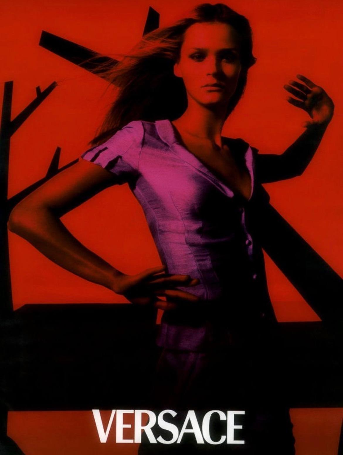 S/S 1999 Gianni Versace by Donatella Runway Ad Seafoam Green Linen Silk Suit - RealList