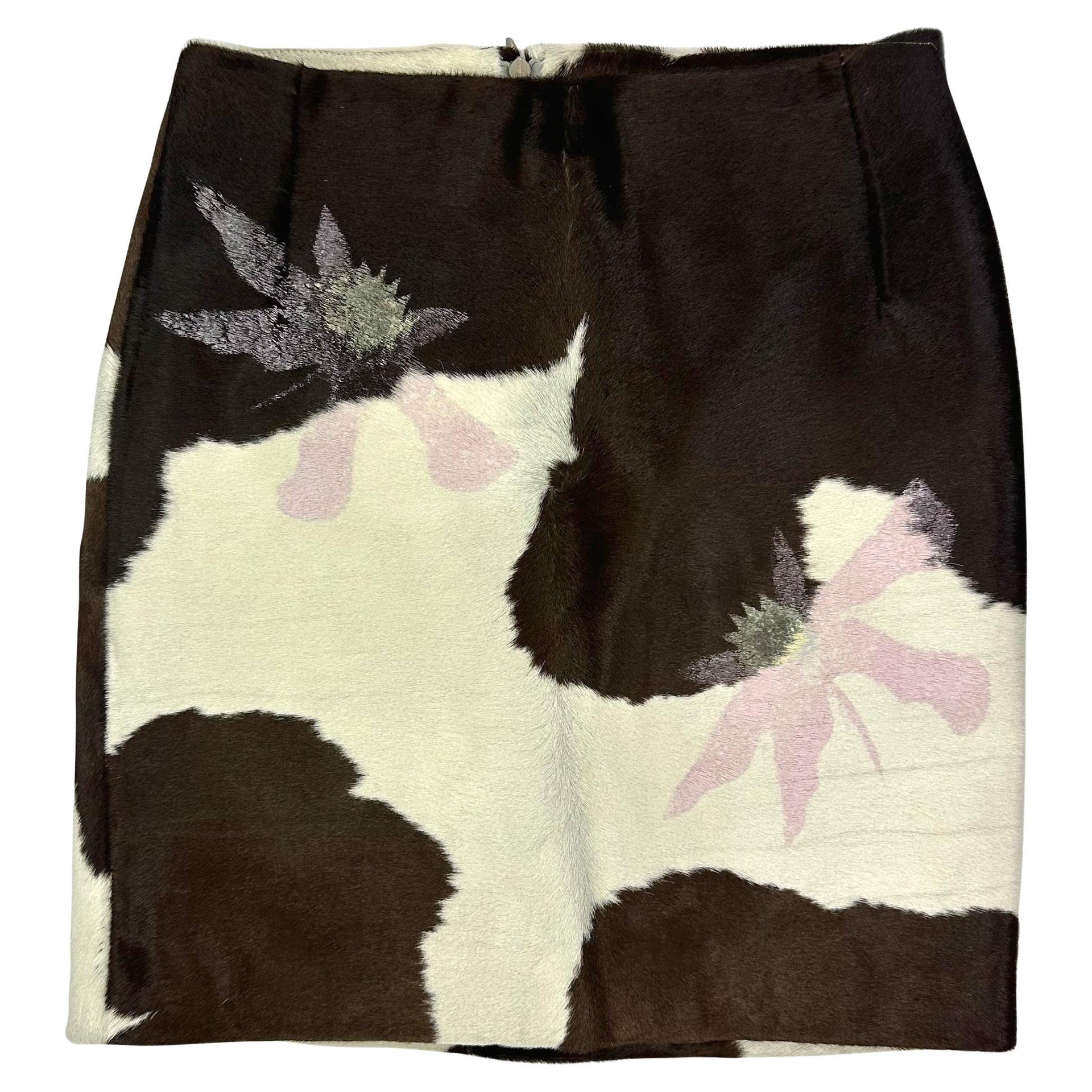 S/S 1999 Gianni Versace by Donatella Runway Hand - Painted Ponyhair Mini Skirt - RealList