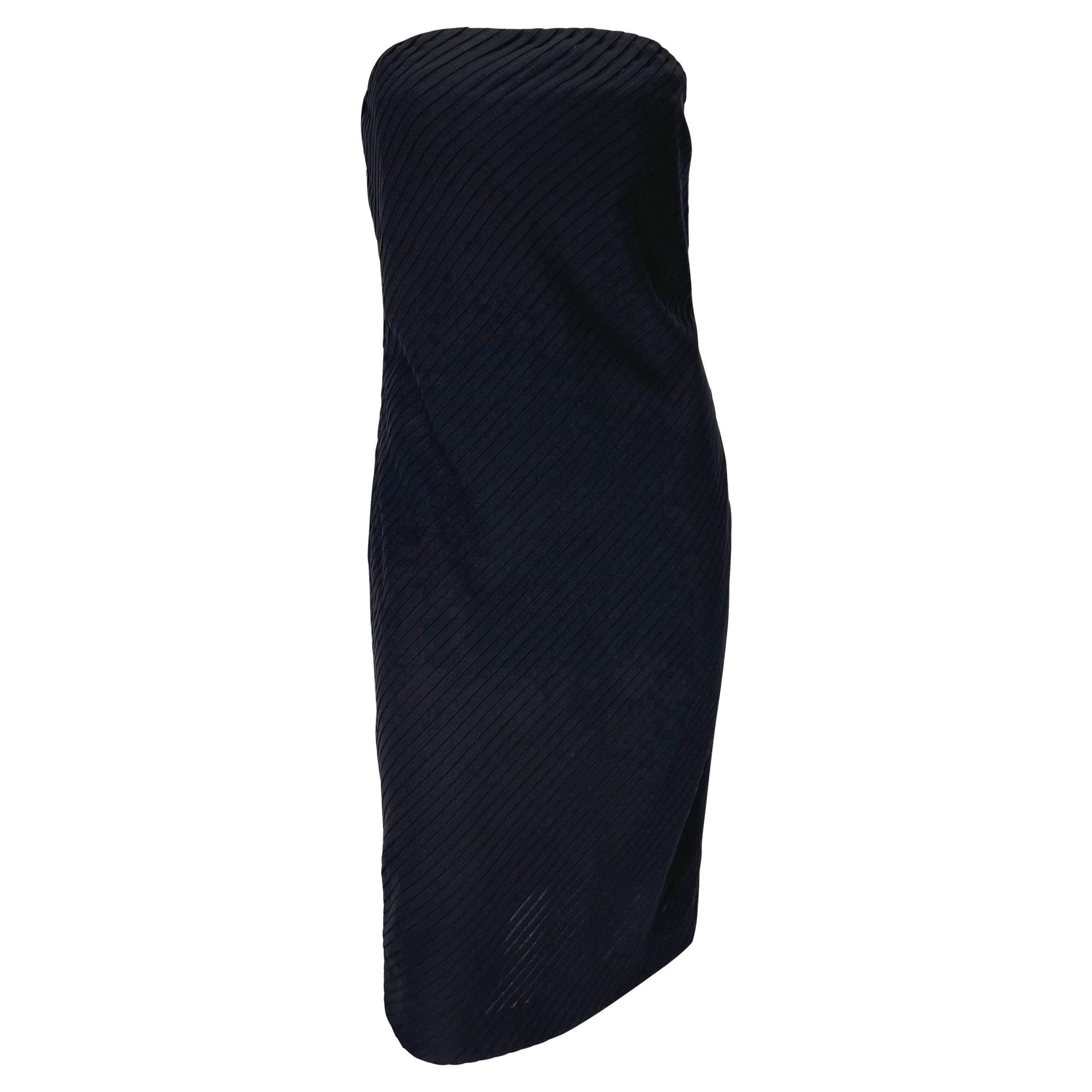 S/S 1999 Gianni Versace by Donatella Runway Sheer Black Pleated Dress - RealList