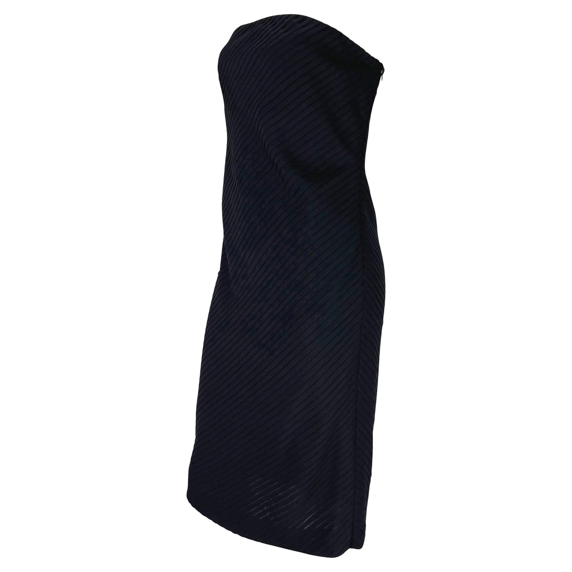 S/S 1999 Gianni Versace by Donatella Runway Sheer Black Pleated Dress - RealList