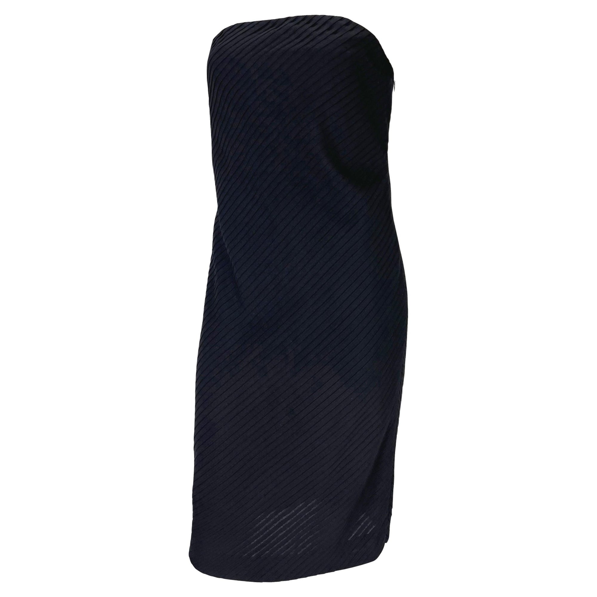 S/S 1999 Gianni Versace by Donatella Runway Sheer Black Pleated Dress - RealList