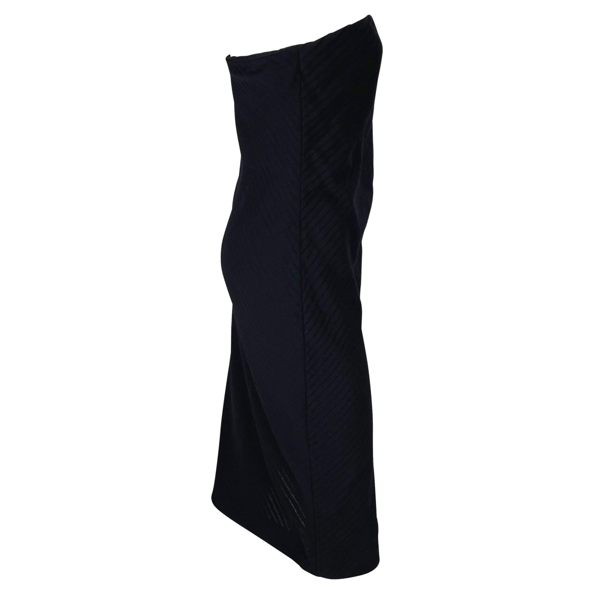 S/S 1999 Gianni Versace by Donatella Runway Sheer Black Pleated Dress - RealList