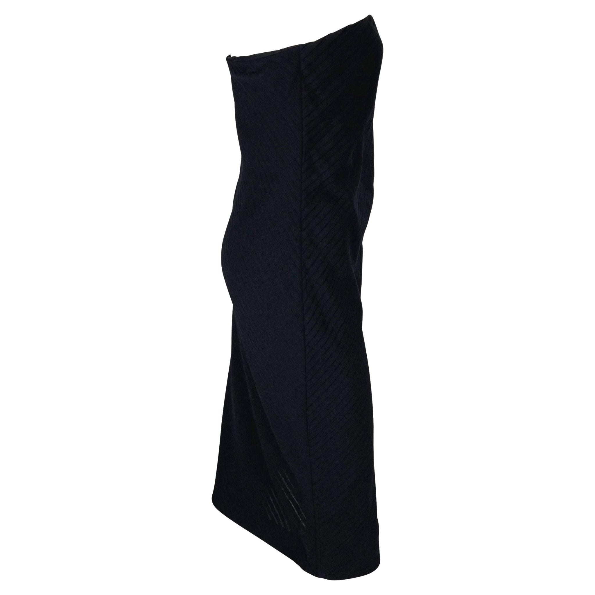 S/S 1999 Gianni Versace by Donatella Runway Sheer Black Pleated Dress - RealList