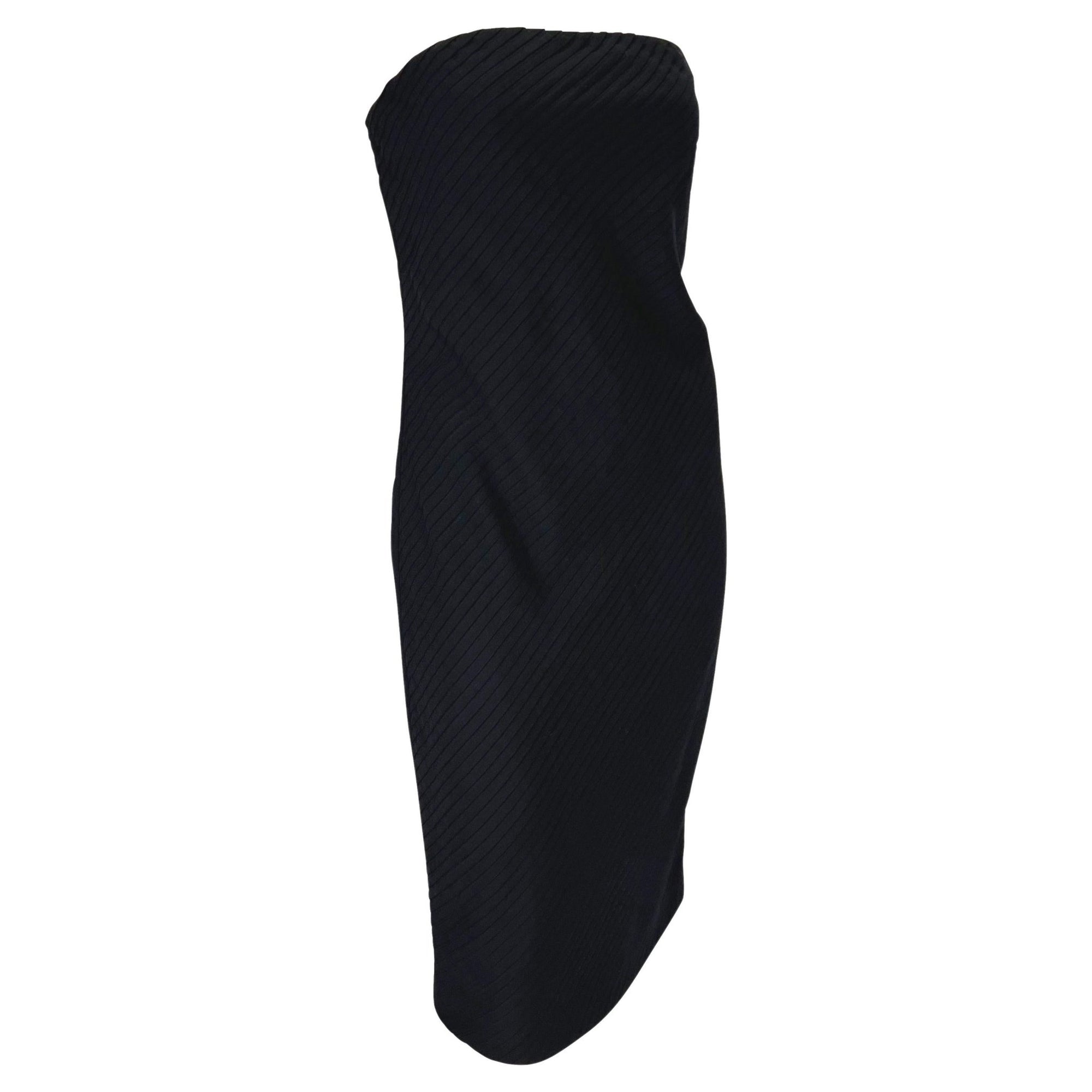 S/S 1999 Gianni Versace by Donatella Runway Sheer Black Pleated Dress - RealList