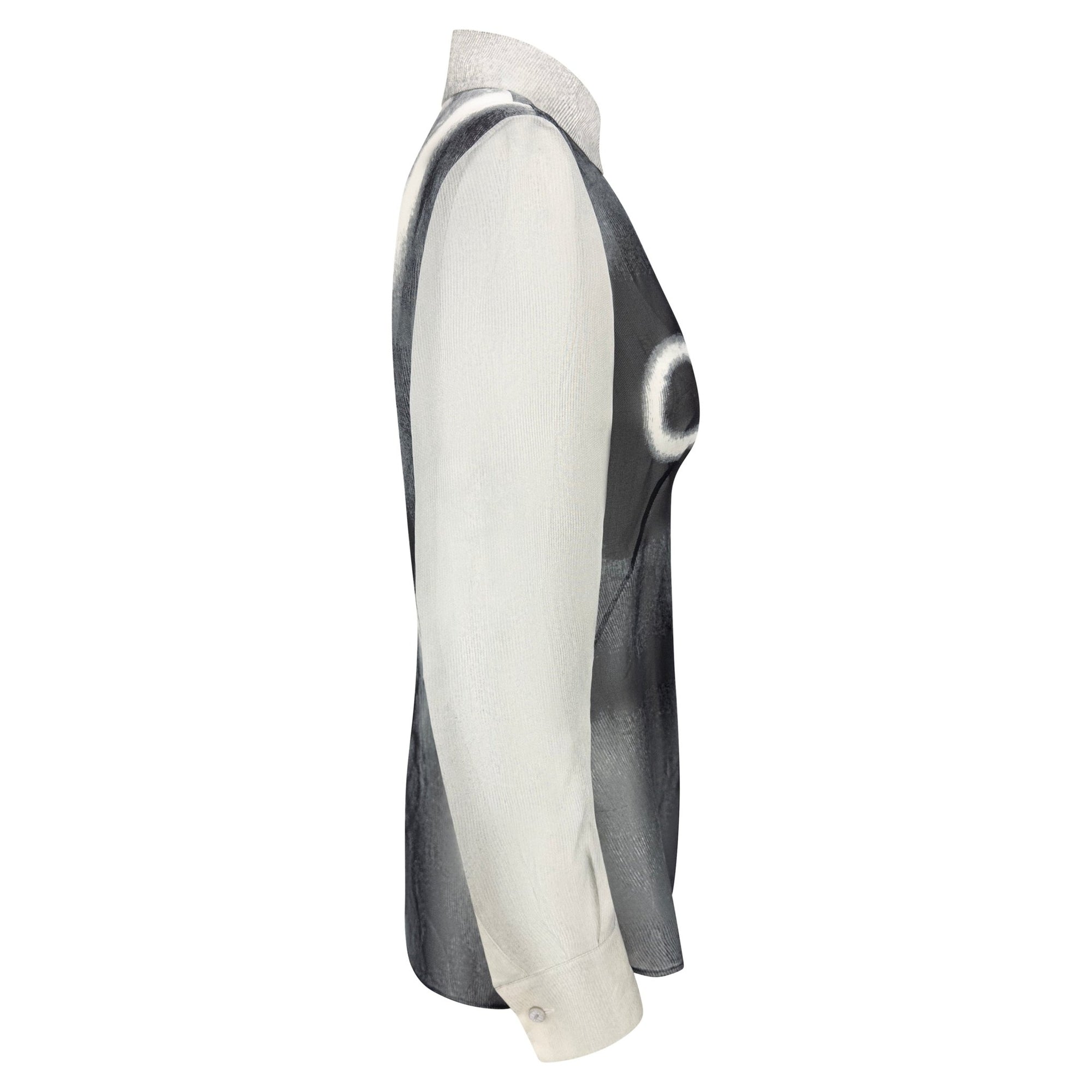 S/S 1999 Givenchy by Alexander McQueen Sheer Black Eye Print Button Up Blouse - RealList