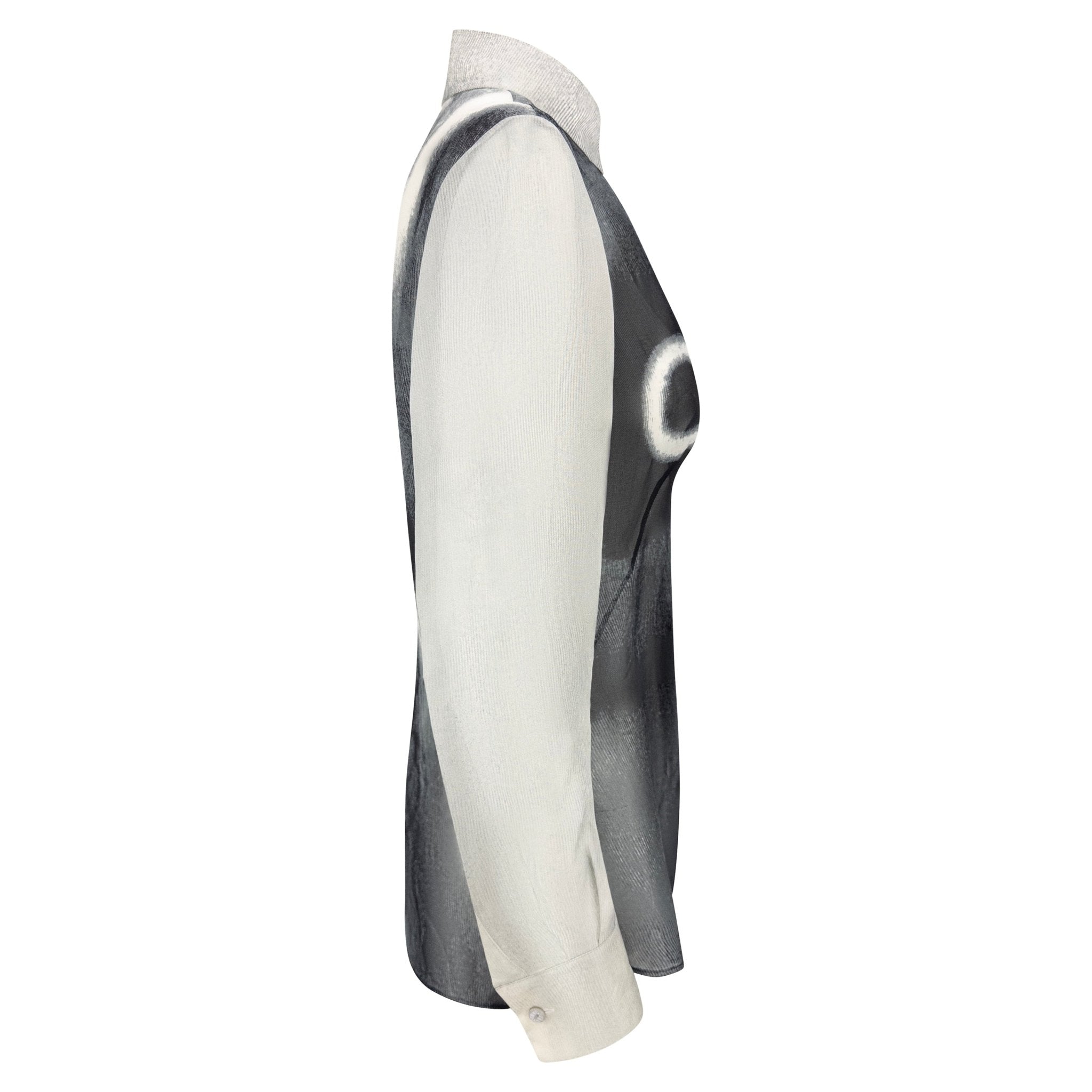 S/S 1999 Givenchy by Alexander McQueen Sheer Black Eye Print Button Up Blouse - RealList