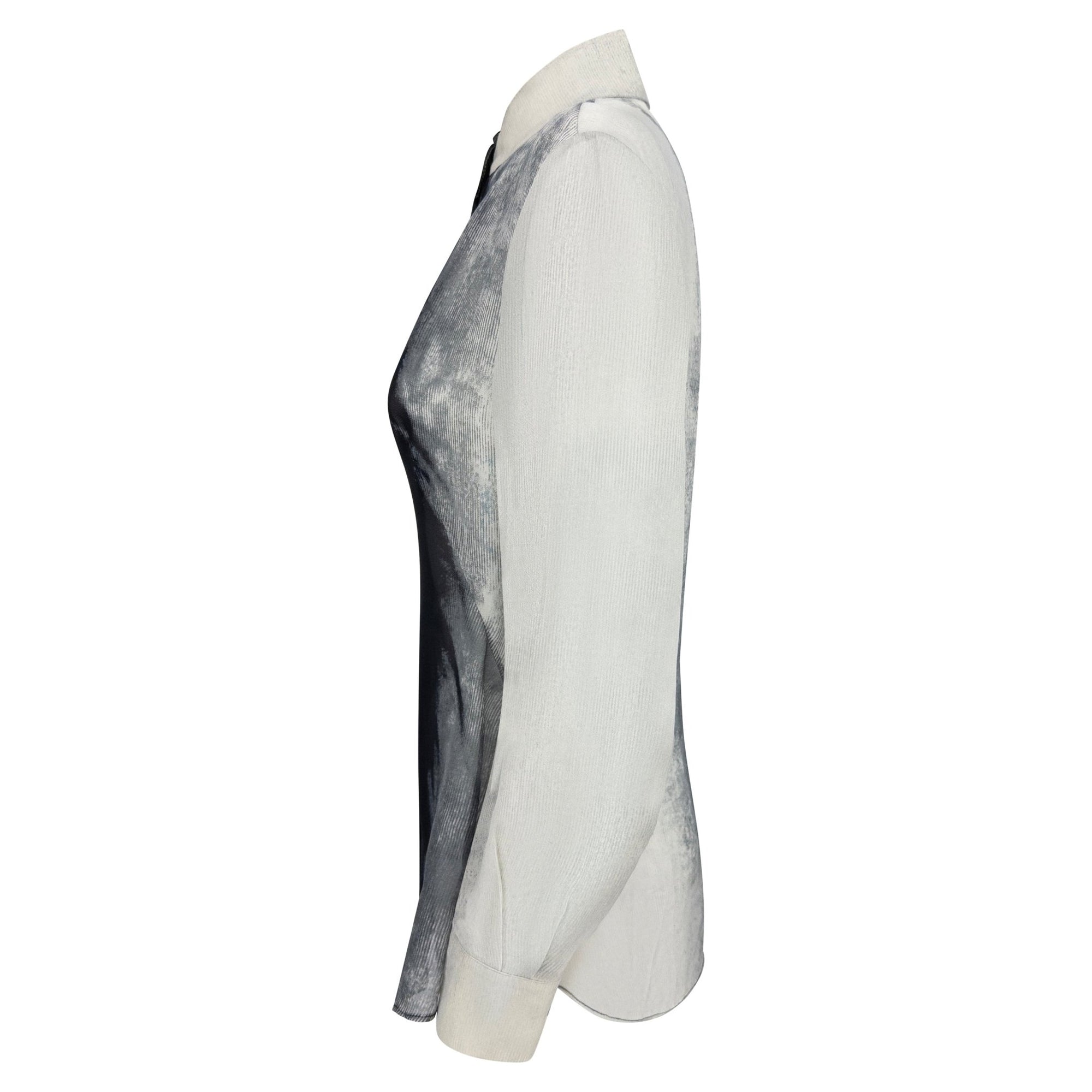 S/S 1999 Givenchy by Alexander McQueen Sheer Black Eye Print Button Up Blouse - RealList