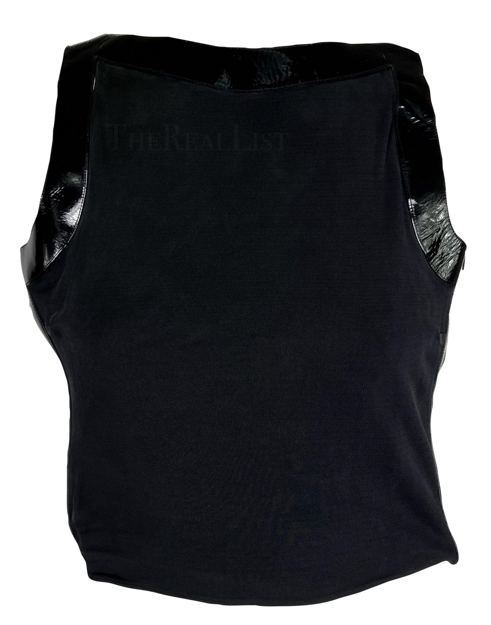 S/S 1999 Gucci by Tom Ford Black Patent Leather Accent Crop Top - RealList