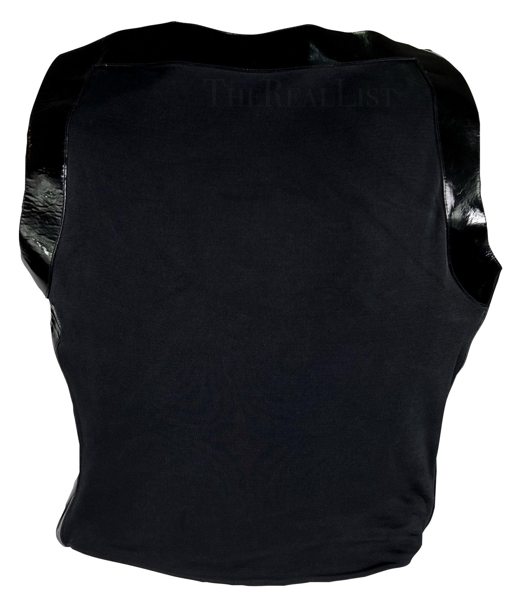 S/S 1999 Gucci by Tom Ford Black Patent Leather Accent Crop Top - RealList