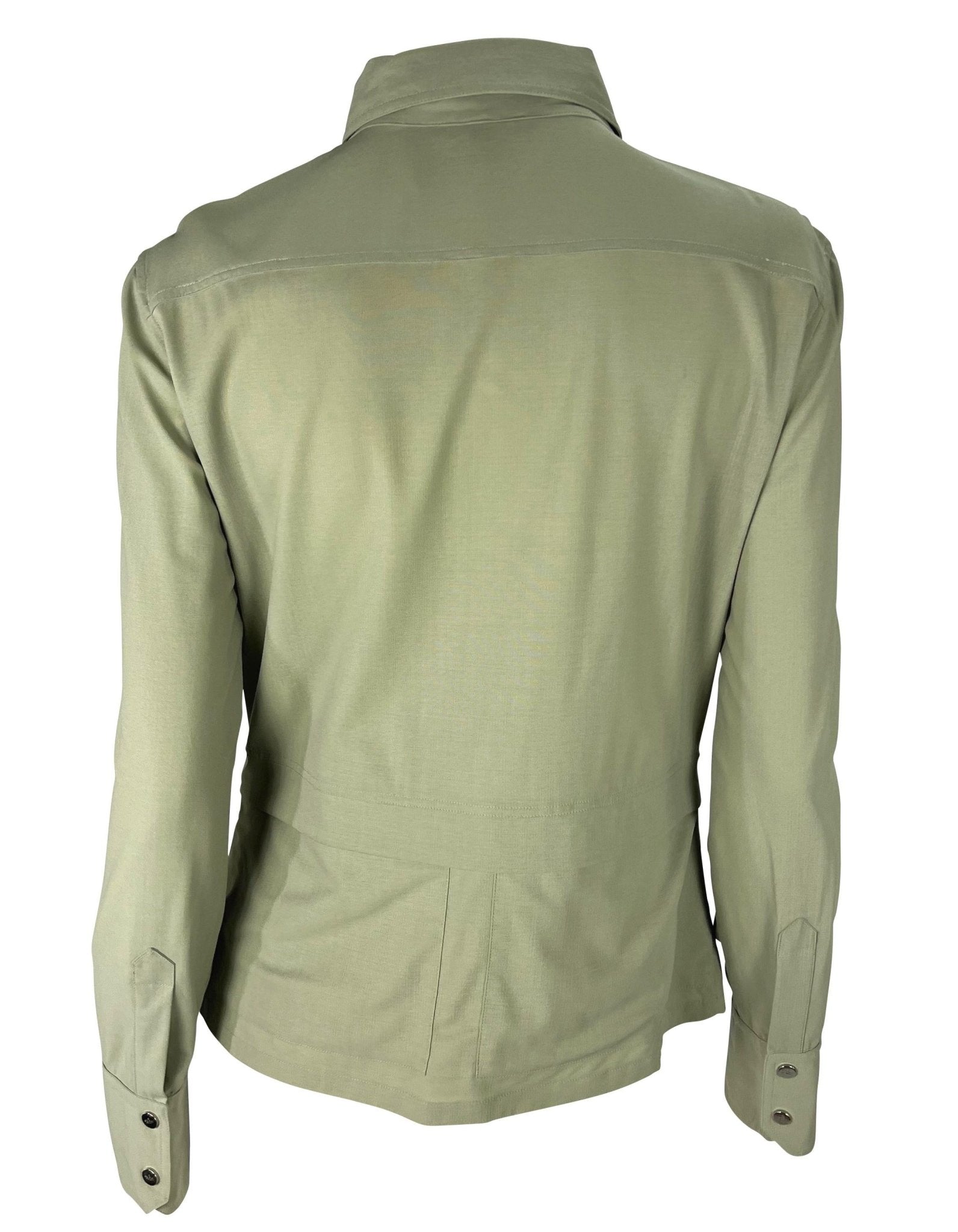 S/S 1999 Gucci by Tom Ford Logo Snap Khaki Pocket Blouse Sample - RealList