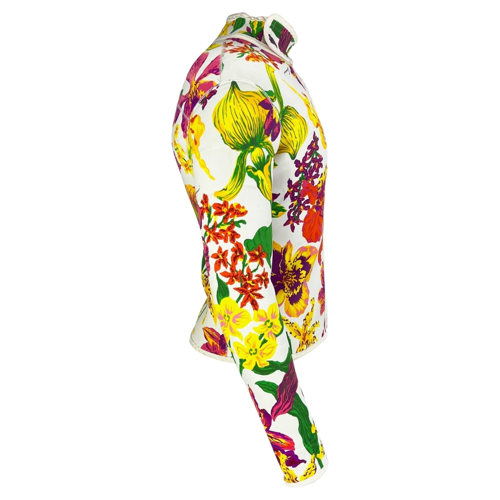 S/S 1999 Gucci by Tom Ford Men's Runway Ad White Floral Neoprene Scuba Jacket - RealList