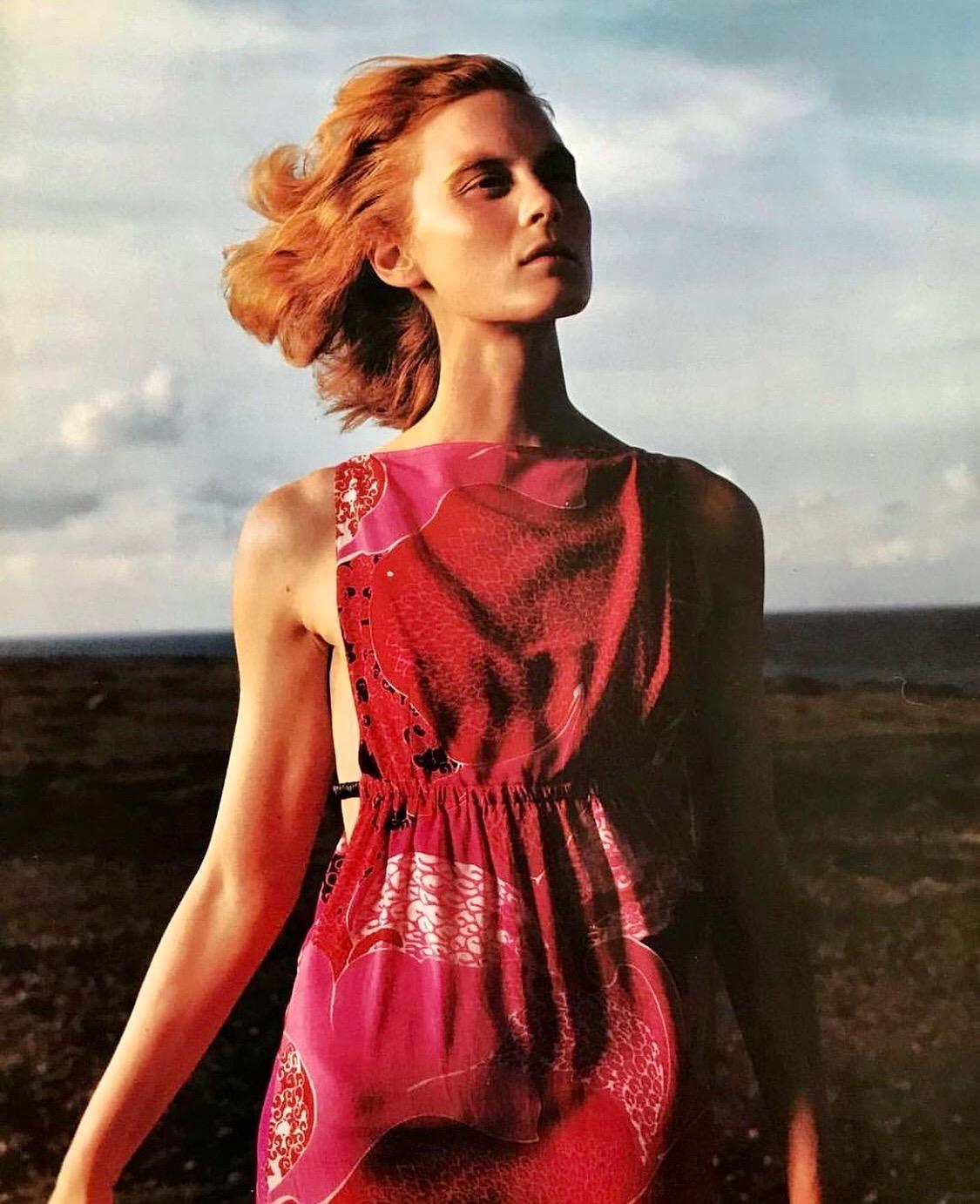 S/S 1999 Gucci by Tom Ford Pink 'Acid Flower' Silk Leather Strap Dress Runway - RealList