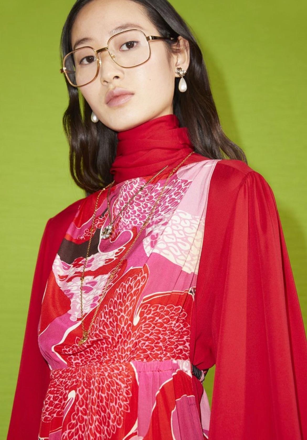 S/S 1999 Gucci by Tom Ford Pink 'Acid Flower' Silk Leather Strap Dress Runway - RealList