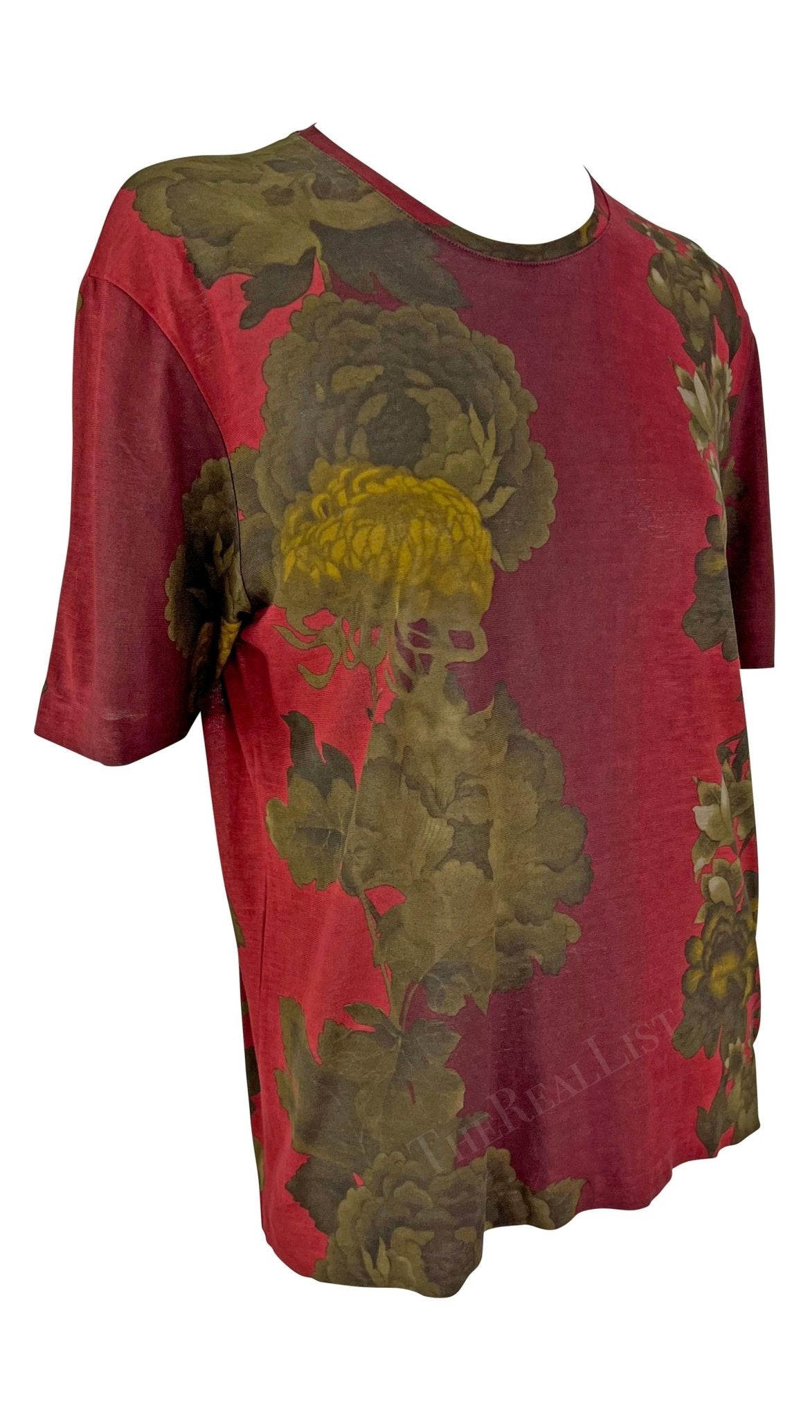 S/S 1999 Gucci by Tom Ford Red Floral Short Sleeve Men's T-Shirt - RealList