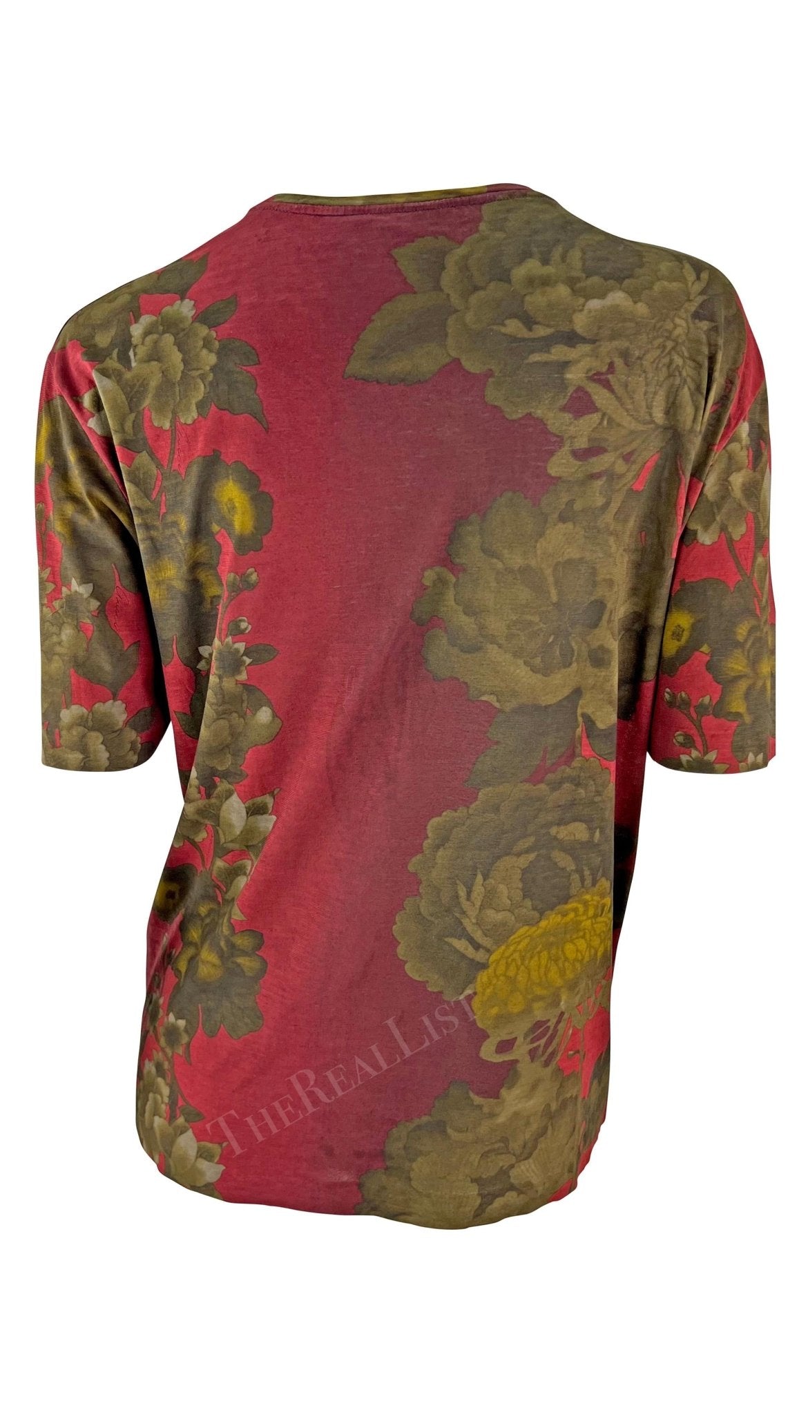S/S 1999 Gucci by Tom Ford Red Floral Short Sleeve Men's T-Shirt - RealList
