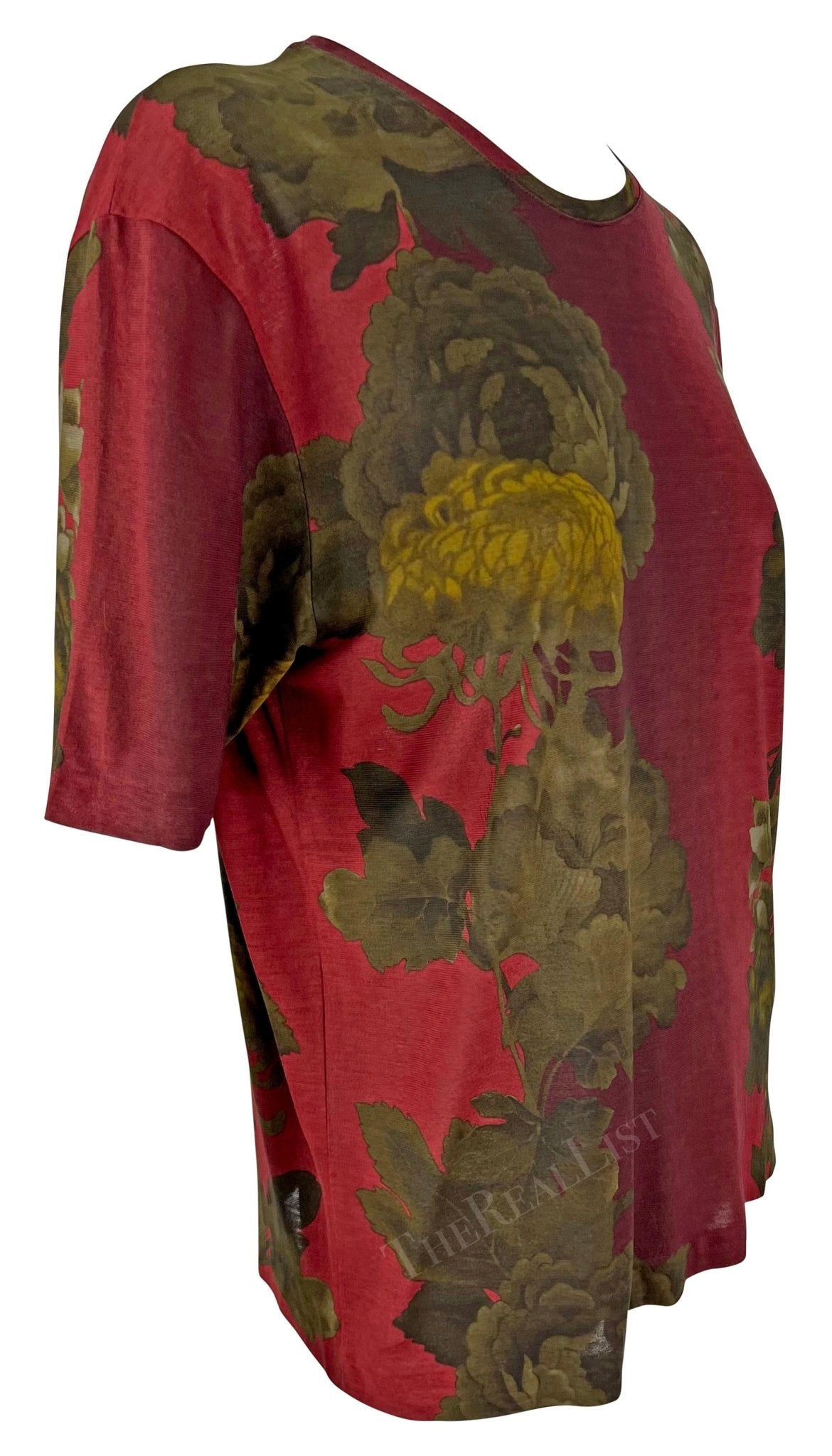 S/S 1999 Gucci by Tom Ford Red Floral Short Sleeve Men's T-Shirt - RealList