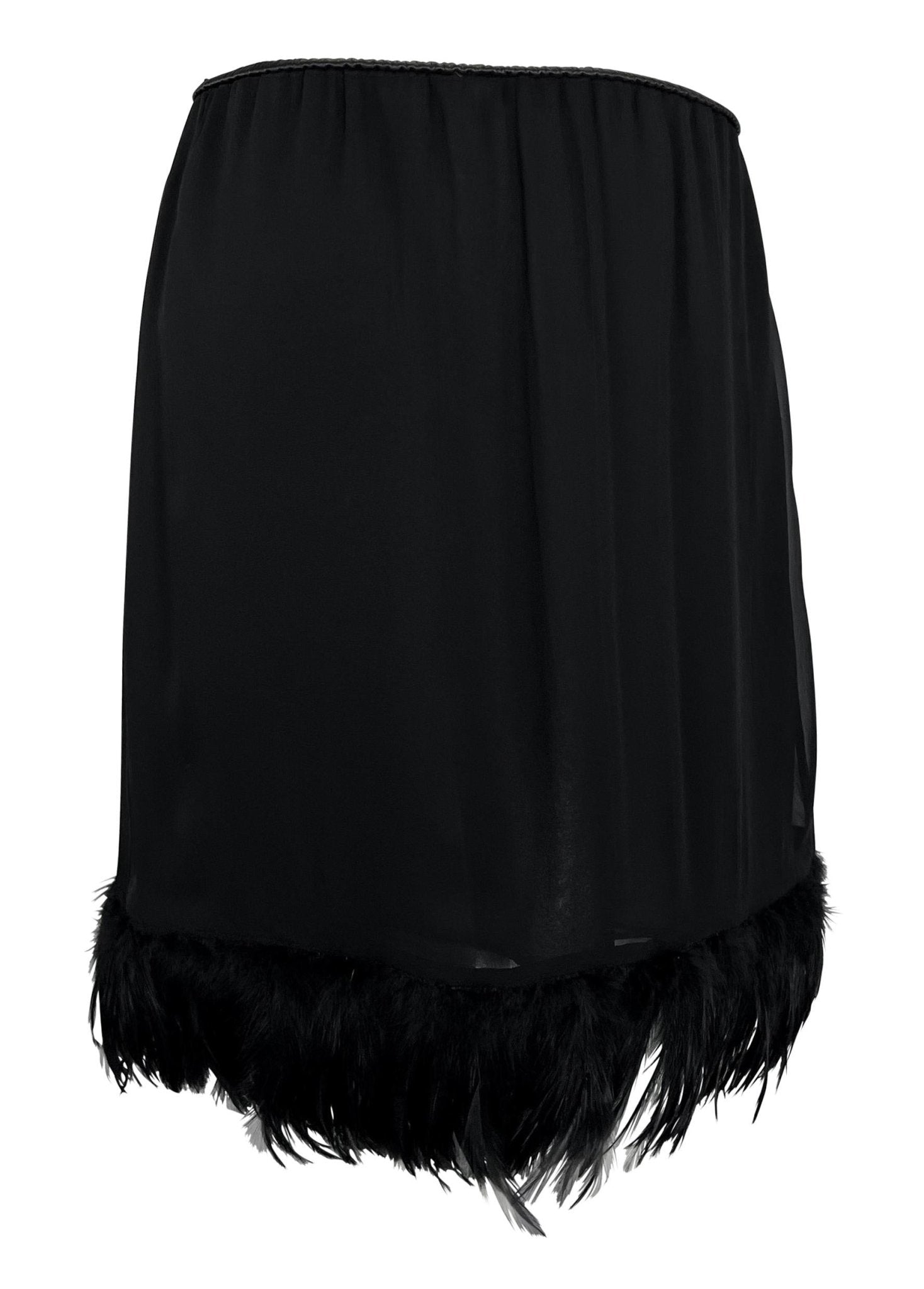S/S 1999 Gucci by Tom Ford Runway Ad Black Chiffon Feather Skirt - RealList