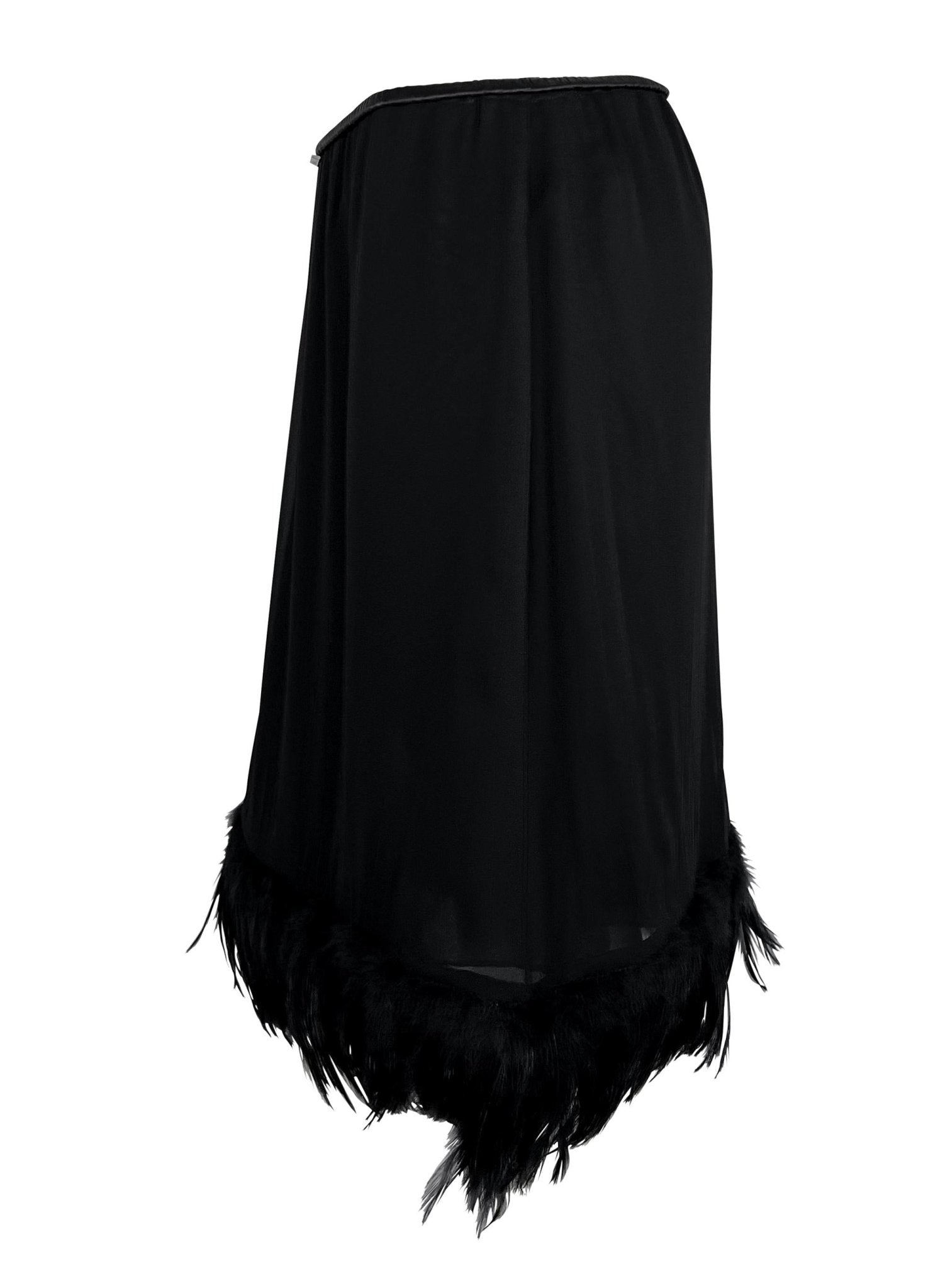 S/S 1999 Gucci by Tom Ford Runway Ad Black Chiffon Feather Skirt - RealList