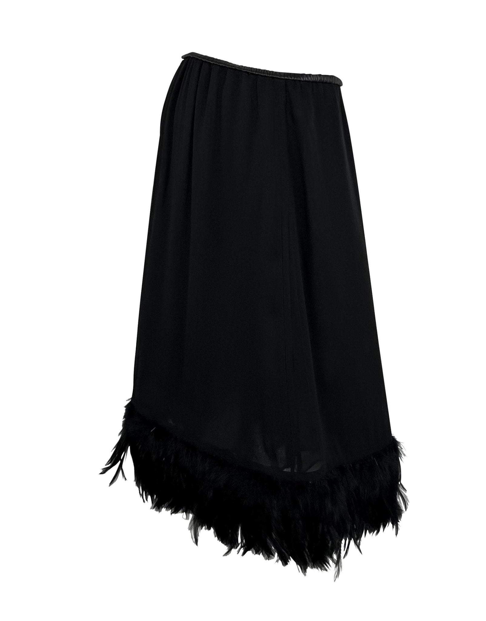 S/S 1999 Gucci by Tom Ford Runway Ad Black Chiffon Feather Skirt - RealList