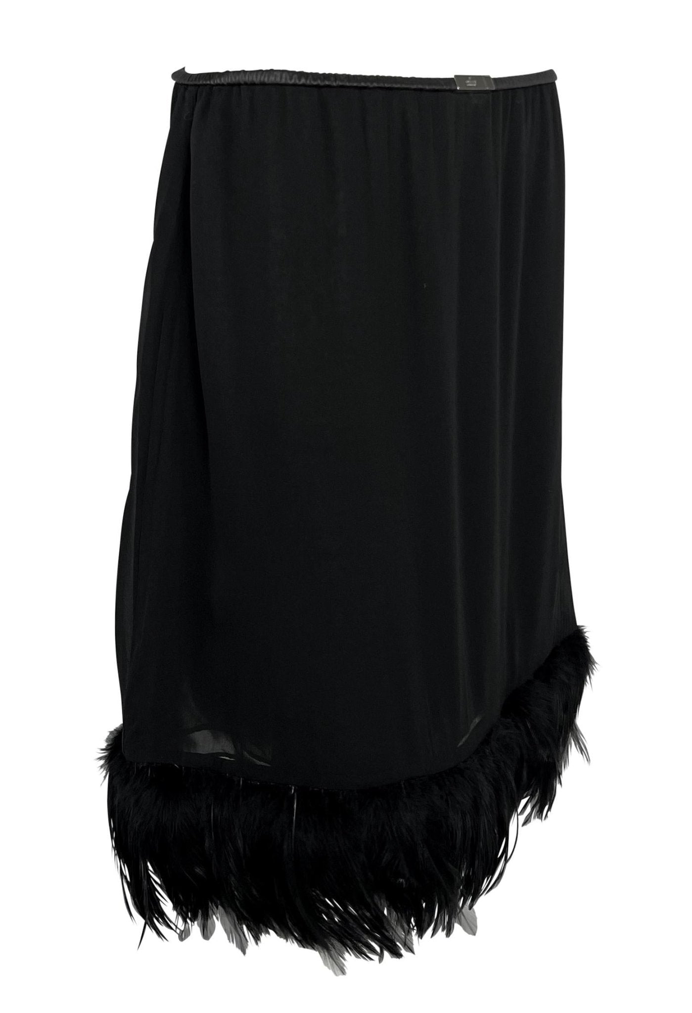 S/S 1999 Gucci by Tom Ford Runway Ad Black Chiffon Feather Skirt - RealList