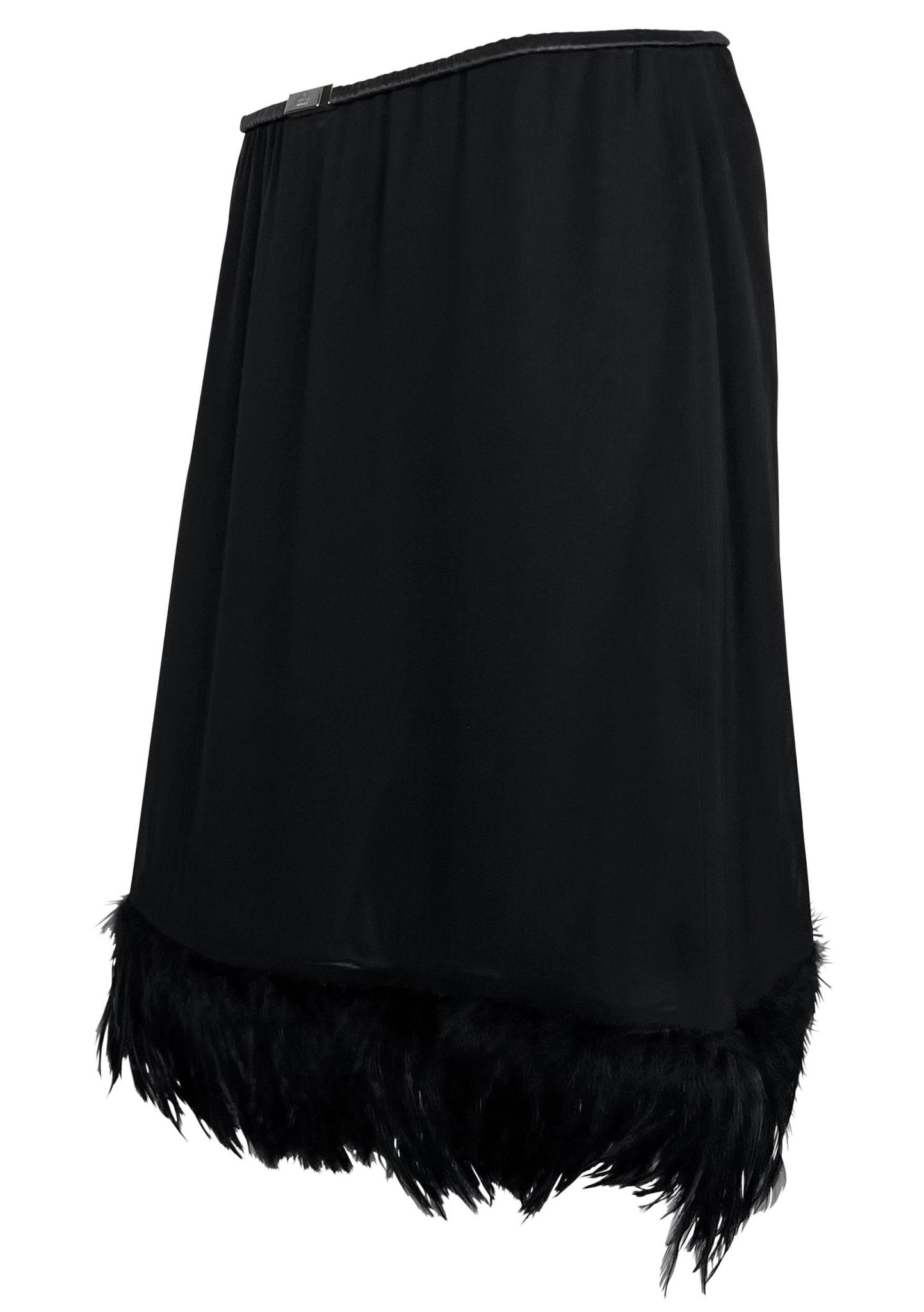 S/S 1999 Gucci by Tom Ford Runway Ad Black Chiffon Feather Skirt - RealList