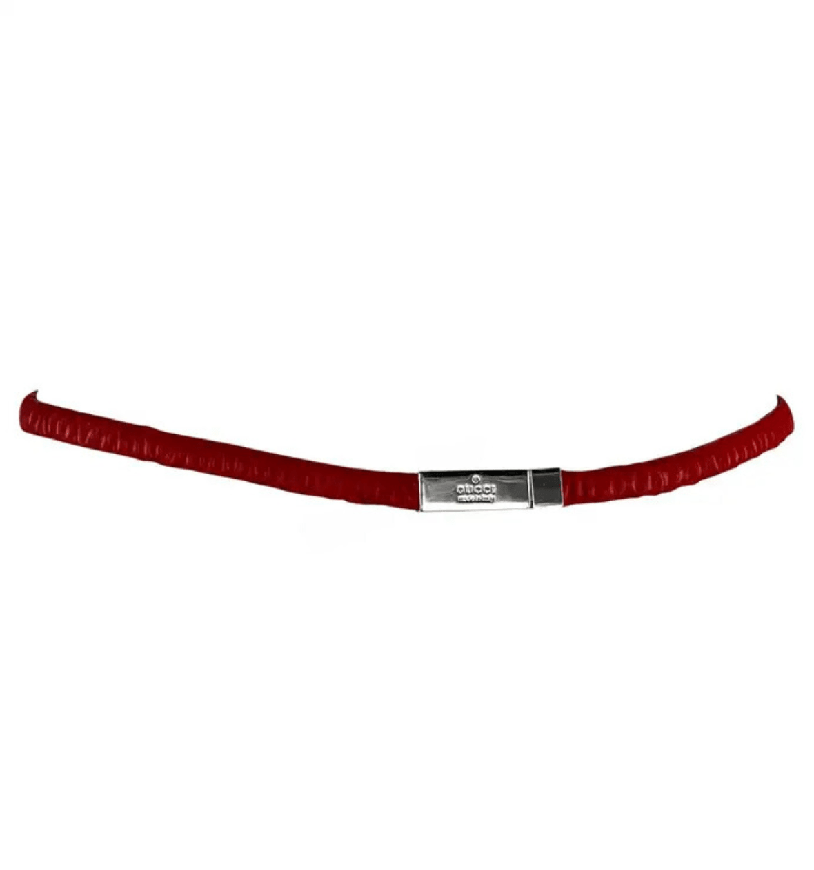 S/S 1999 Gucci by Tom Ford Runway Elasticized Red Leather Logo Thin Belt - RealList