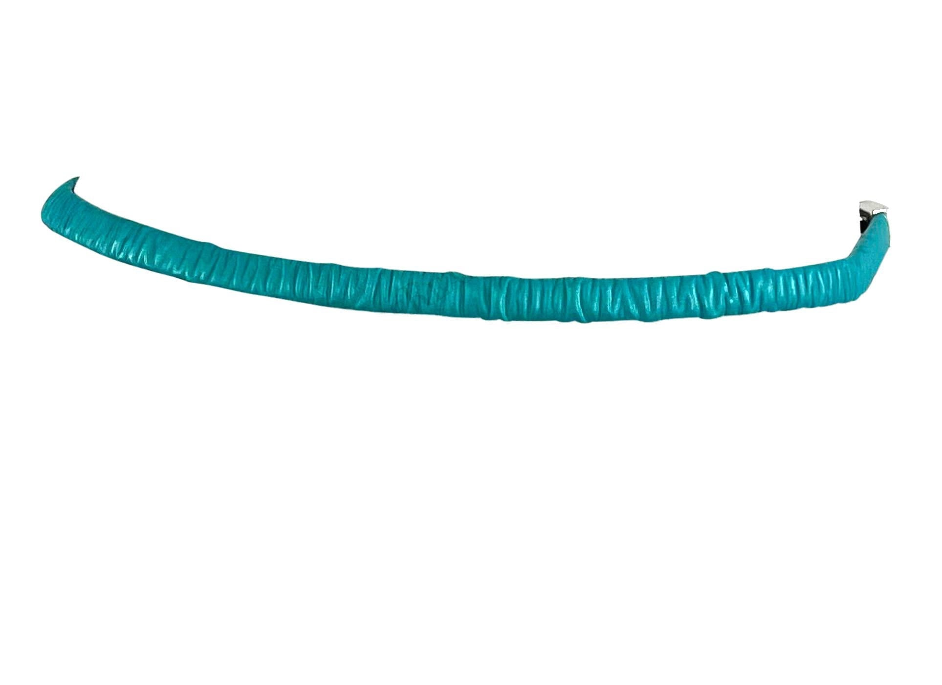 S/S 1999 Gucci by Tom Ford Runway Elasticized Teal Leather Logo Thin Belt - RealList