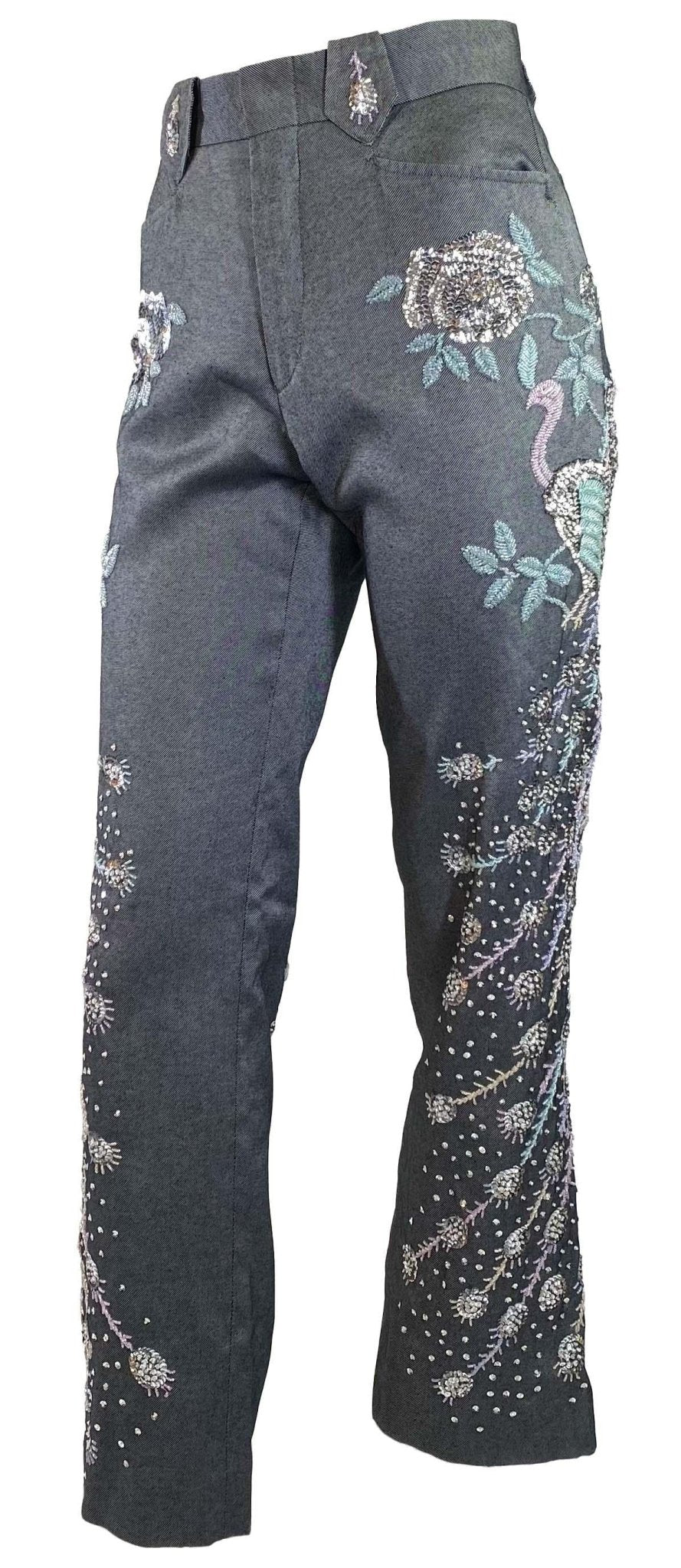S/S 1999 Gucci by Tom Ford Runway Finale Peacock Beaded Silk Pants Documented - RealList