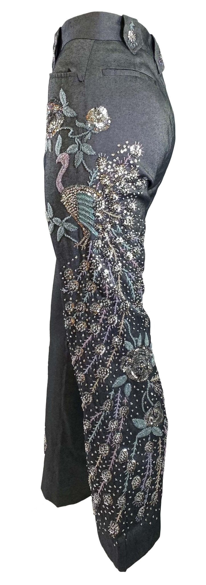 S/S 1999 Gucci by Tom Ford Runway Finale Peacock Beaded Silk Pants Documented - RealList